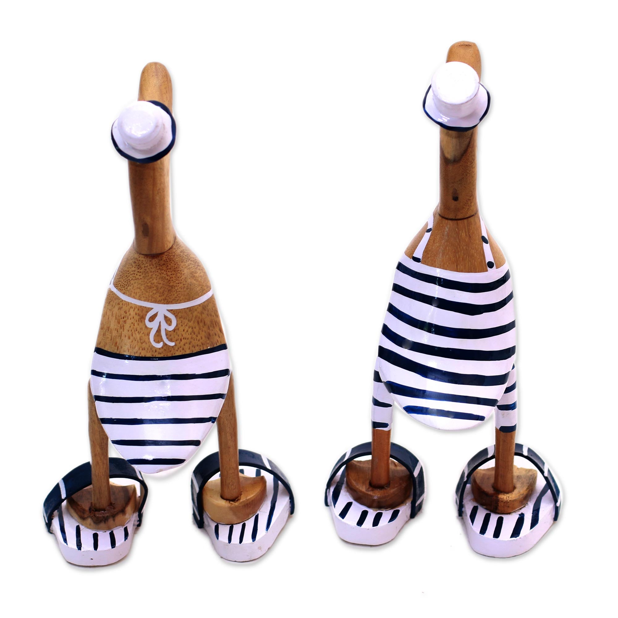 Premium Beachside Ducks Sculptures – Handcrafted Bamboo Root & Acacia Wood Pair
