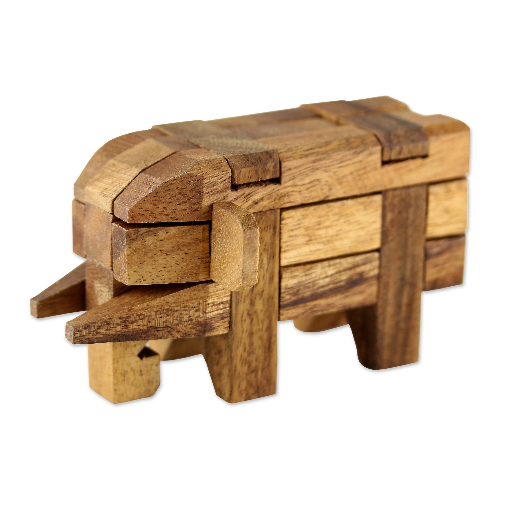 Premium Raintree Wood Elephant Puzzle - Ultimate Kumiki Challenge