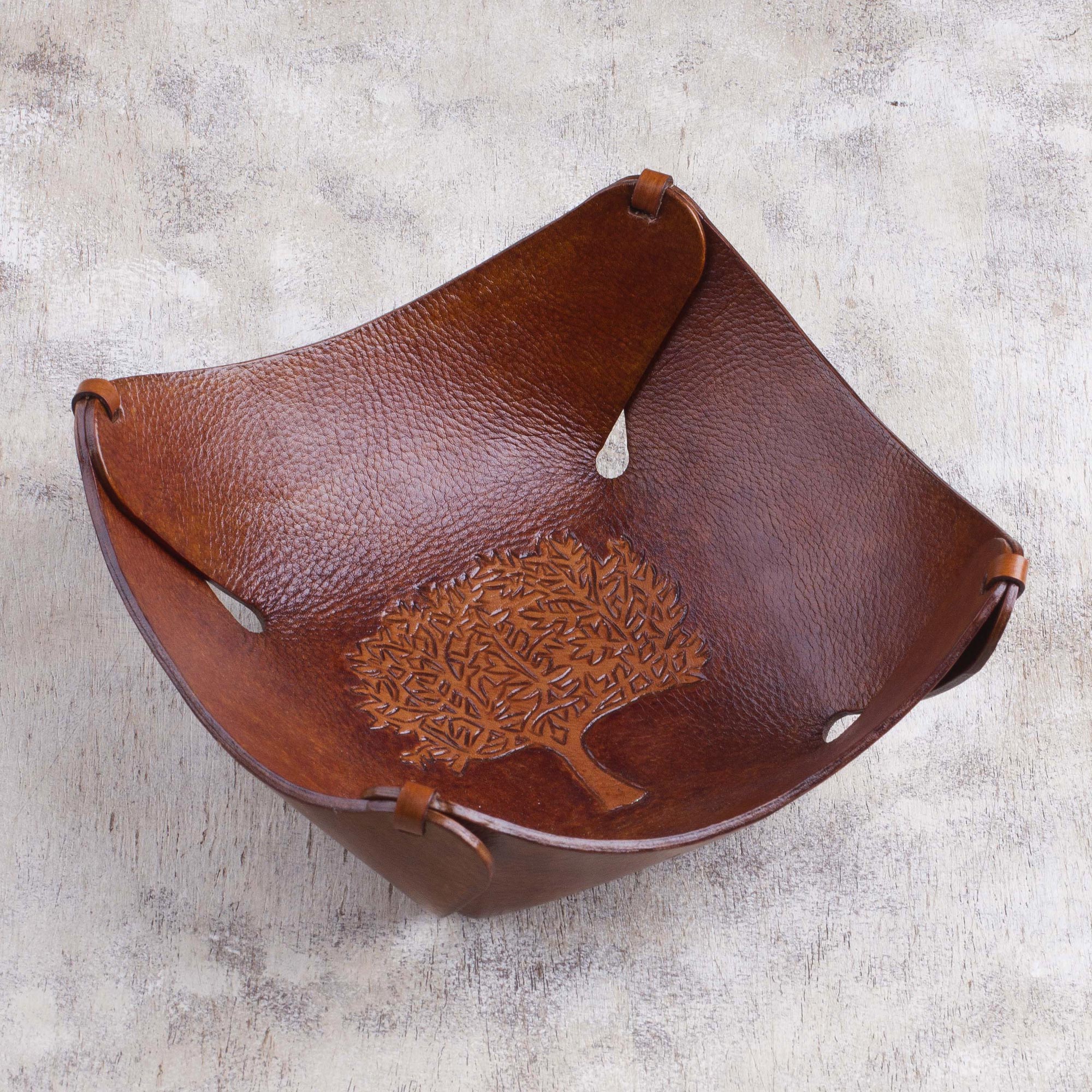 Premium Handcrafted Tree of Life Leather Tray