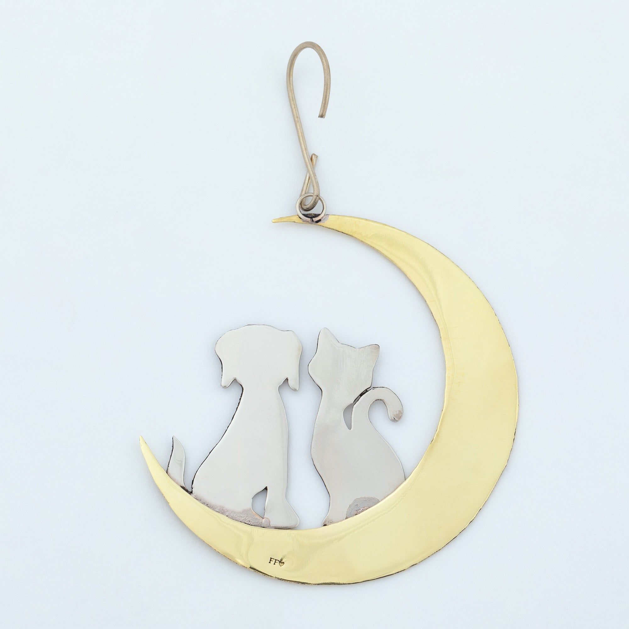 Premium Moonlight Love Pets Mixed Metal Ornament - Handcrafted Fair-Trade Decor