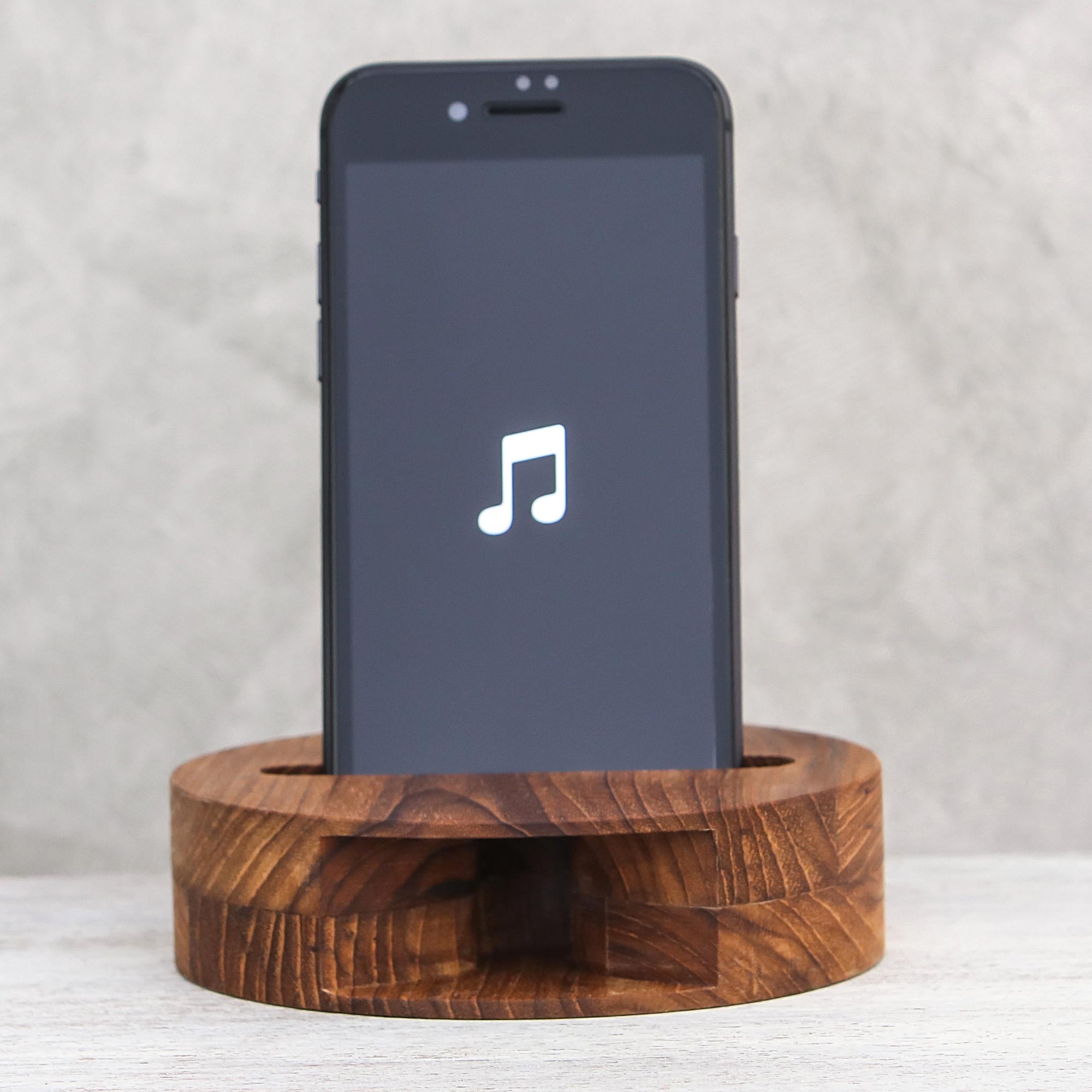 Premium Round Teak Wood Phone Amplifier – Handcrafted in Thailand