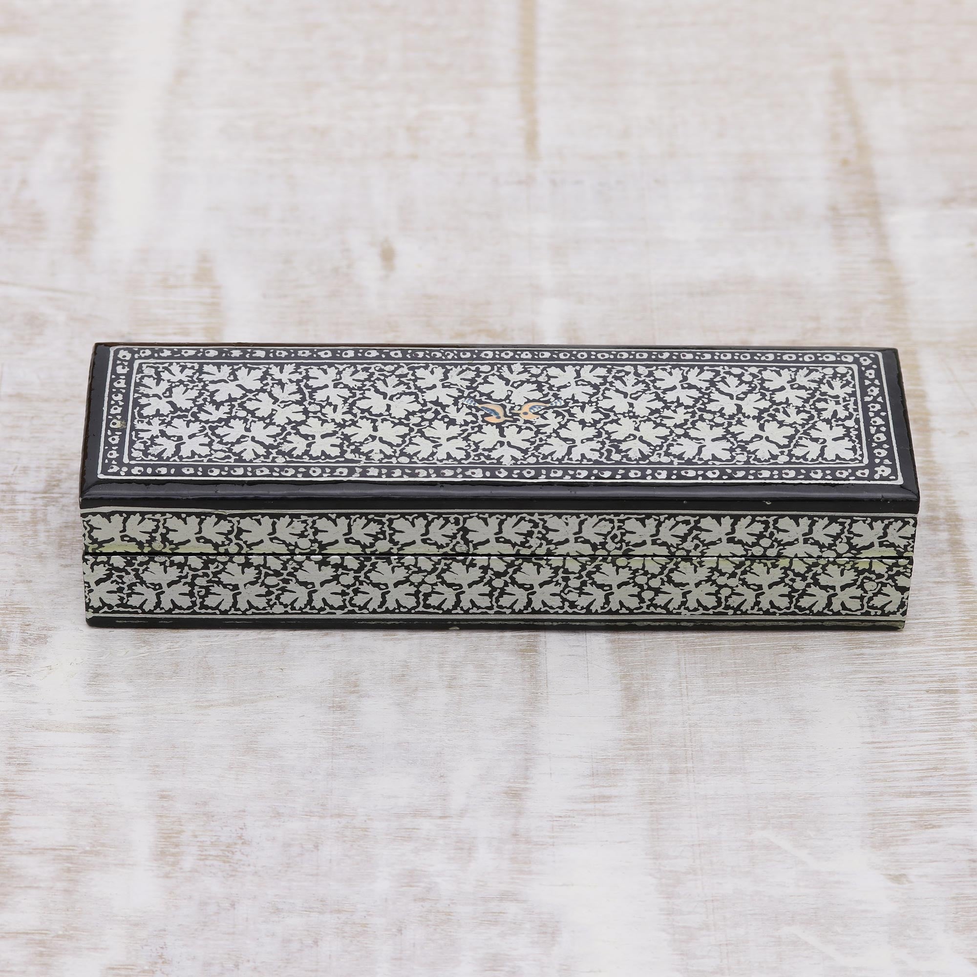 Premium Midnight Charm Handmade Wood Floral Box - Ultimate Home Decor by Indian Artisan