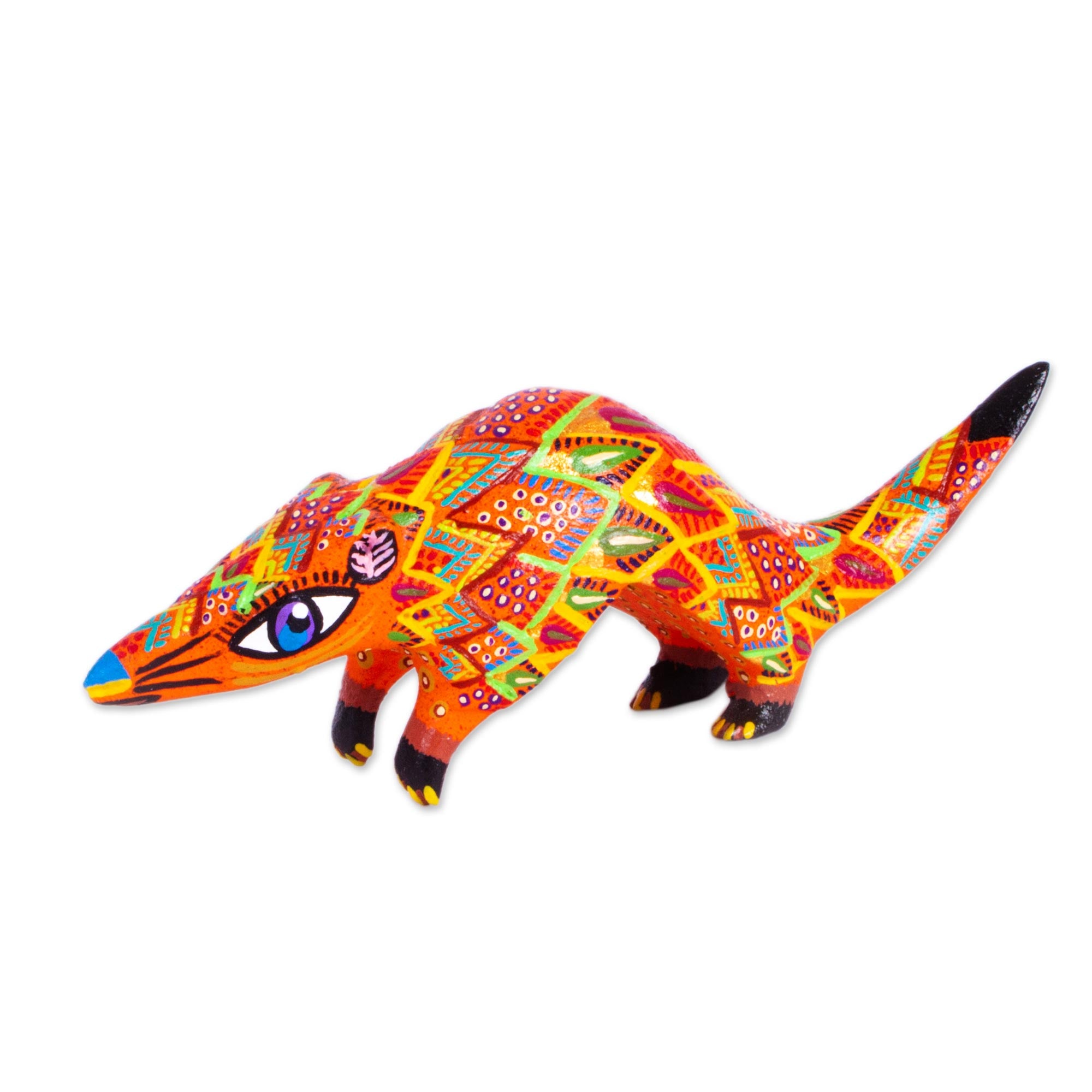 Premium Hand-Crafted Rainbow Pangolin Alebrije - Mexican Copal Wood Art