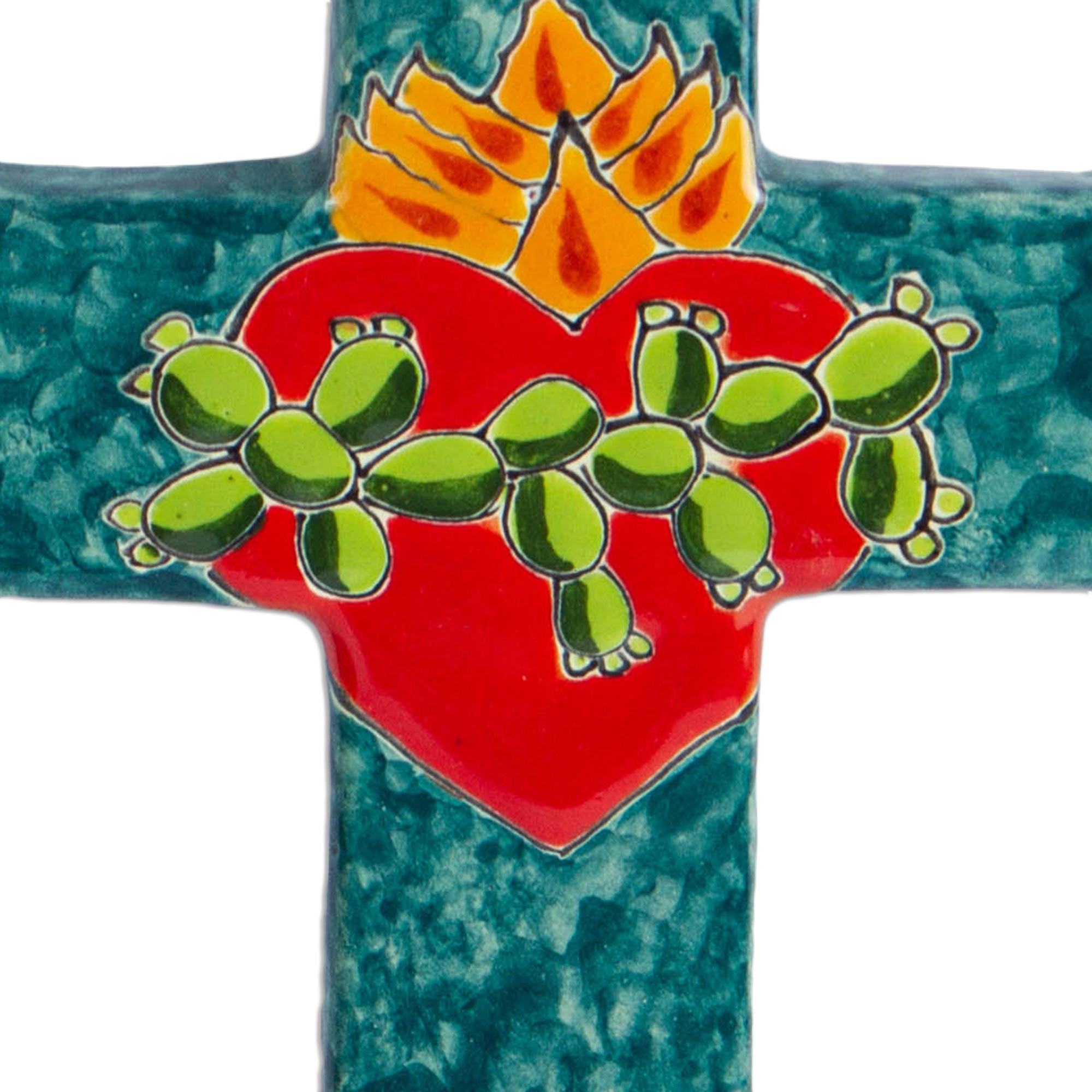 Premium Hand-Painted Ceramic Wall Cross - Faithful Artisan Craft from Mexico
