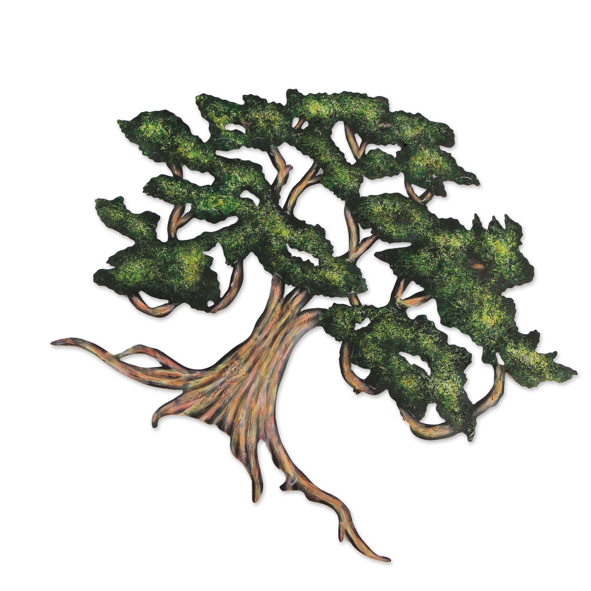 Premium Handmade Steel Wall Art: Ancient Shade Tree Design (Medium)
