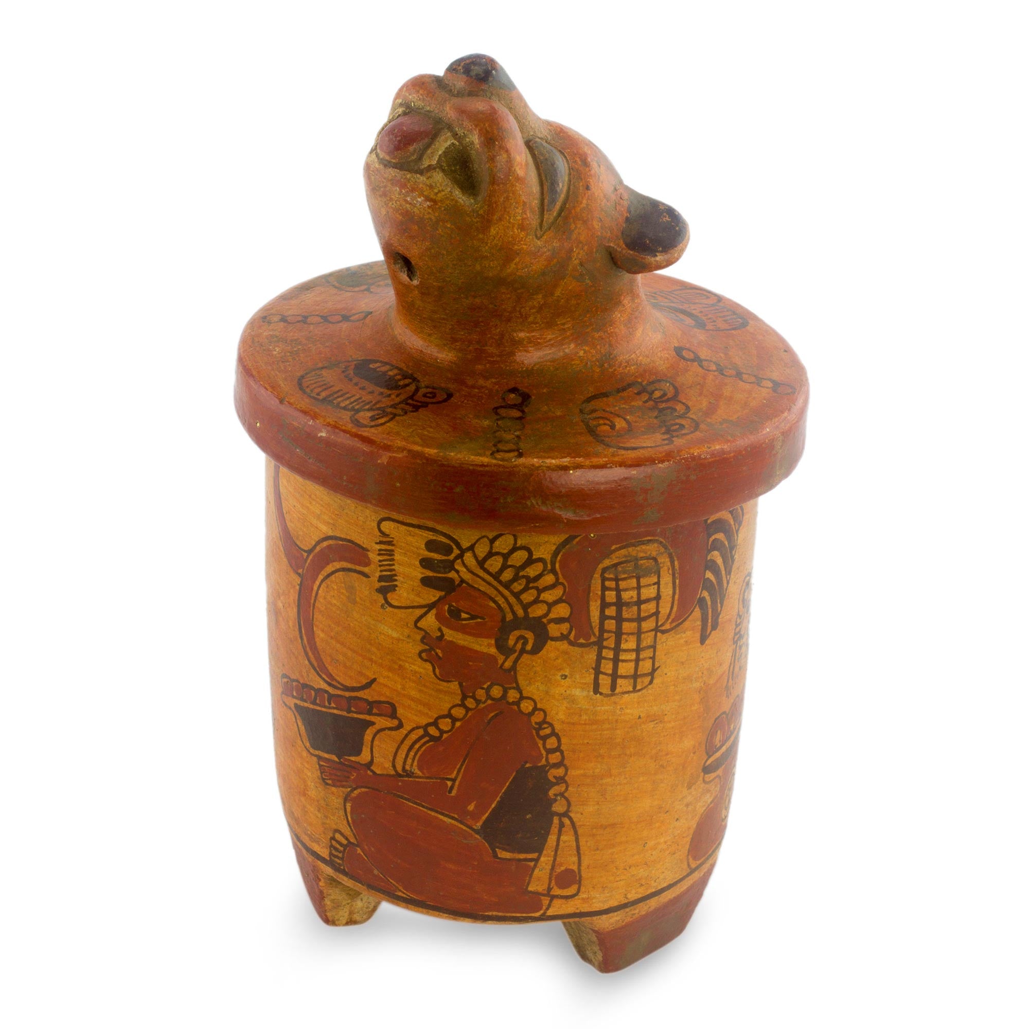 Premium Pibil Jaguar Ceramic Vessel - Ancient Maya Artistry