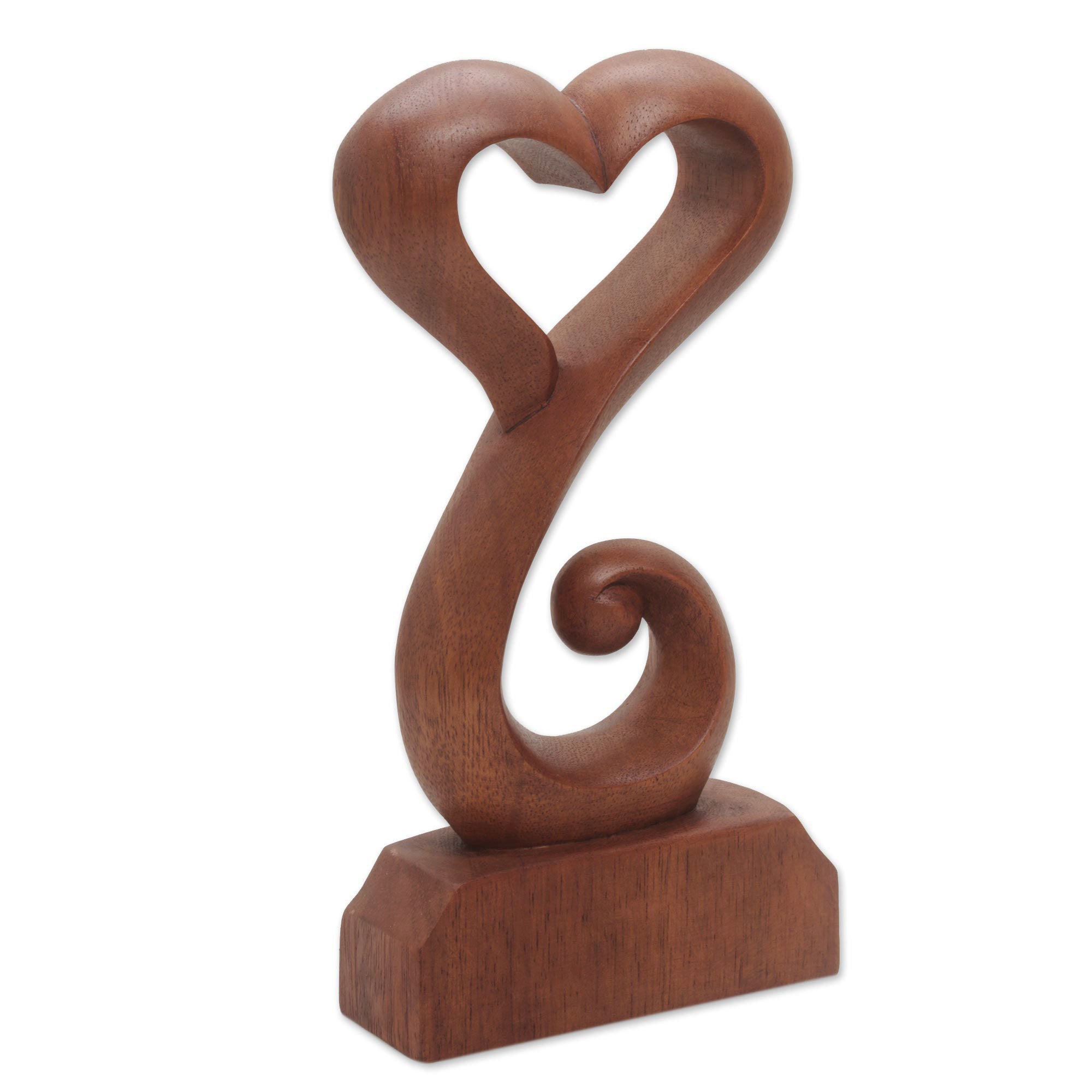Premium Tangled Love Handcrafted Suar Wood Open Heart Sculpture - Unique Home Decor