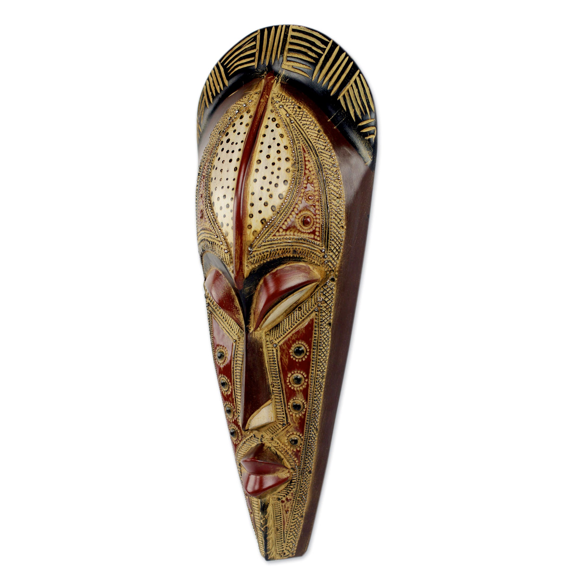 Premium Hand-Carved 'Silence is Golden' African Wall Mask - Authentic Ghanaian Art