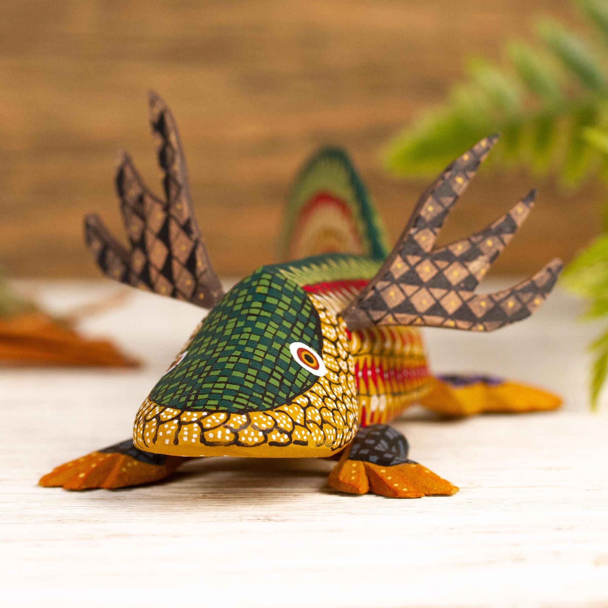 Premium Hand-Carved Axolotl Alebrije Sculpture - Authentic Mexican Art