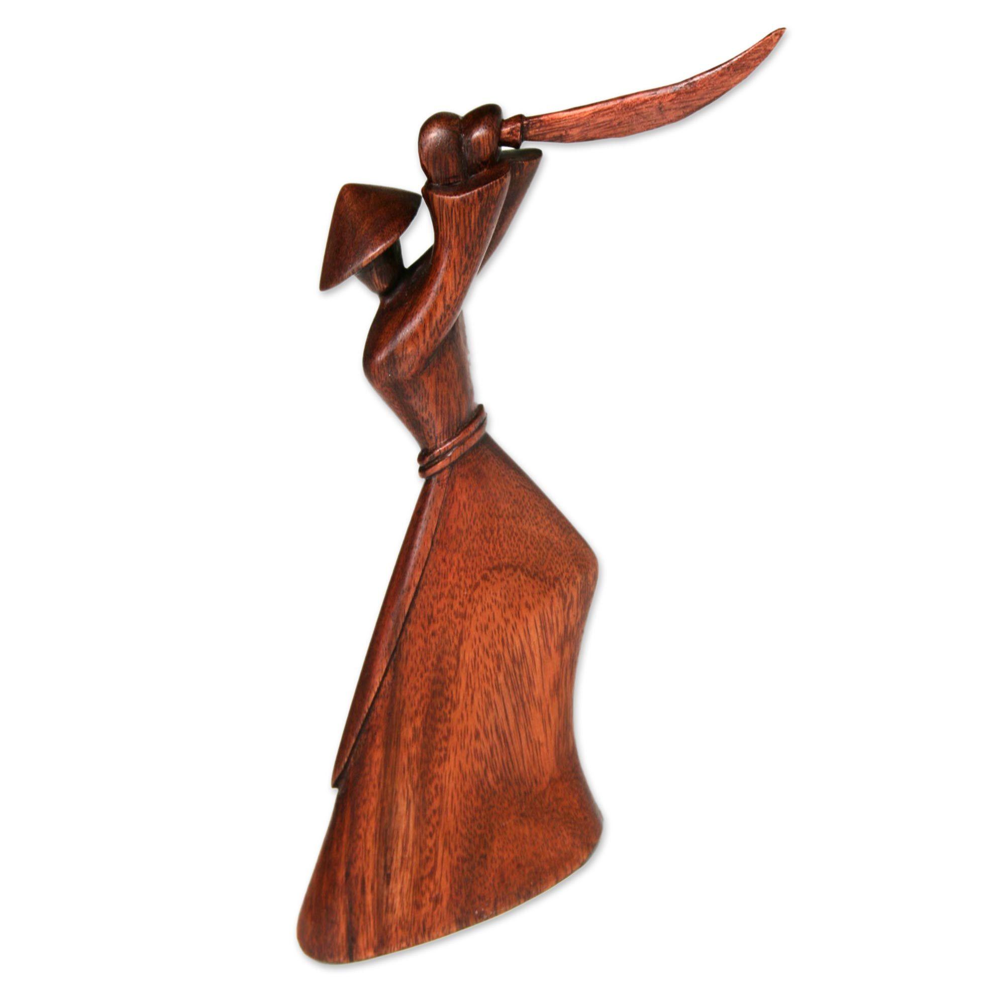 Premium Hand-Carved Samurai Wood Sculpture - Ultimate Warrior Art