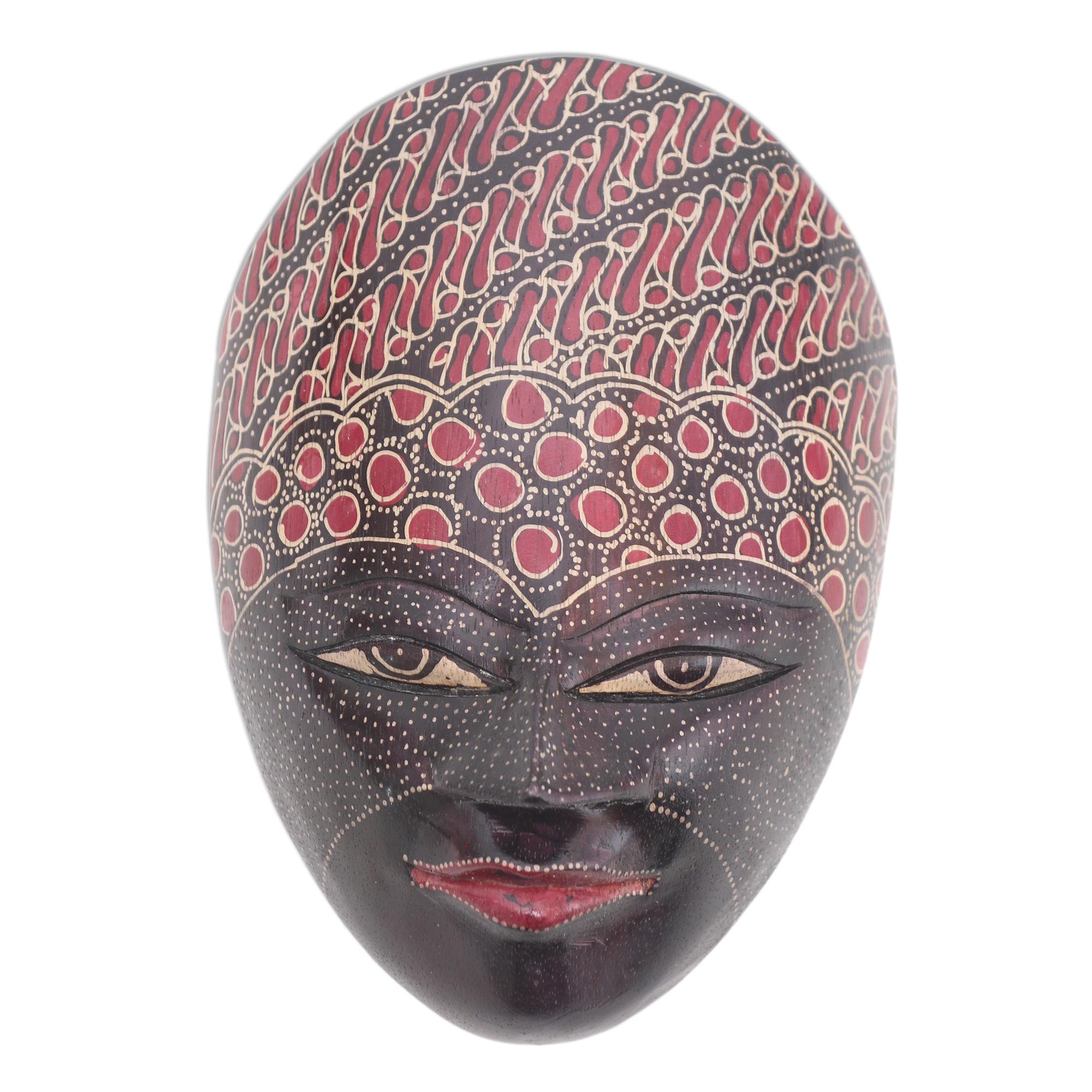 Premium Hand-Painted Batik Wood Mask from Java – Unique Wall Art