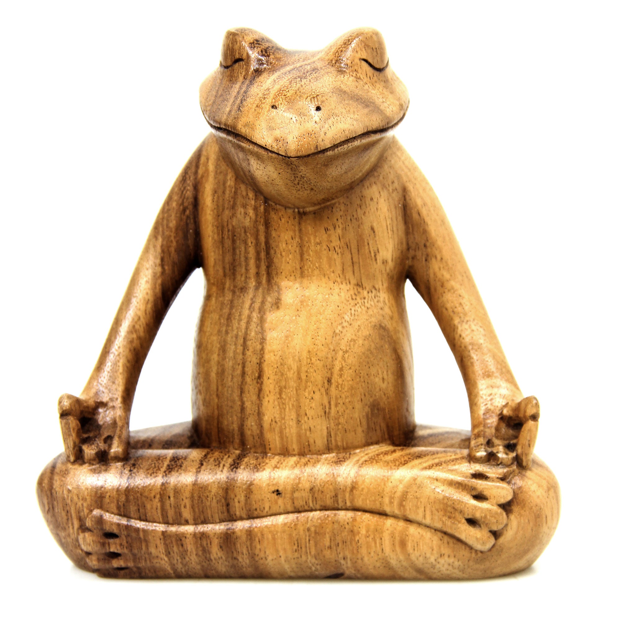 Premium Handcrafted Suar Wood Meditation Frog Sculpture