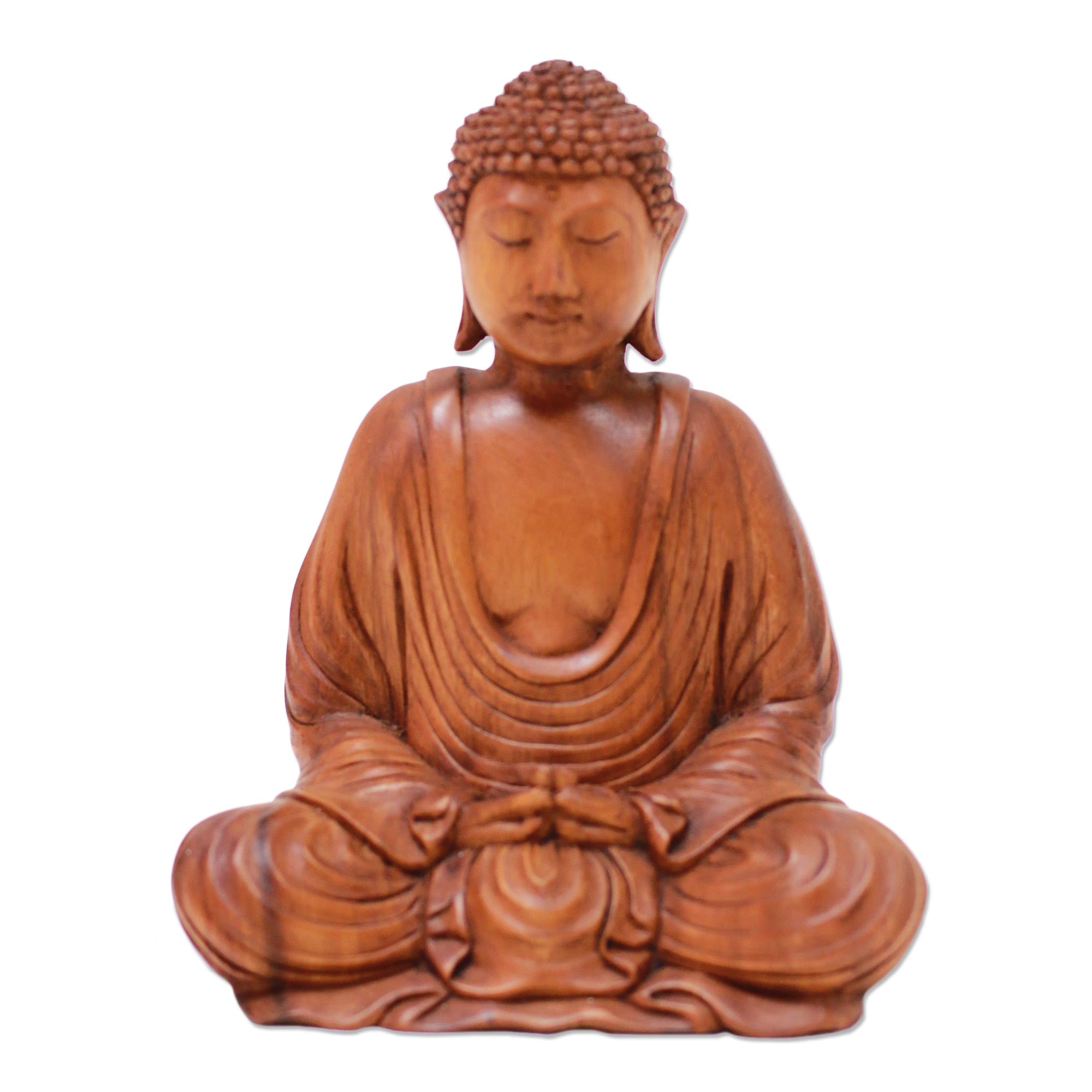 Premium Hand-Carved Suar Wood Buddha Sculpture – Serenity in Every Detail