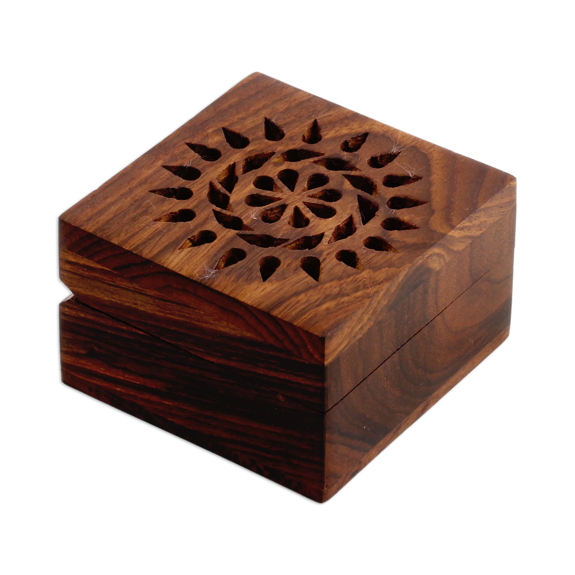 Premium Handcrafted Mango Wood Decorative Box with Floral Jali Design