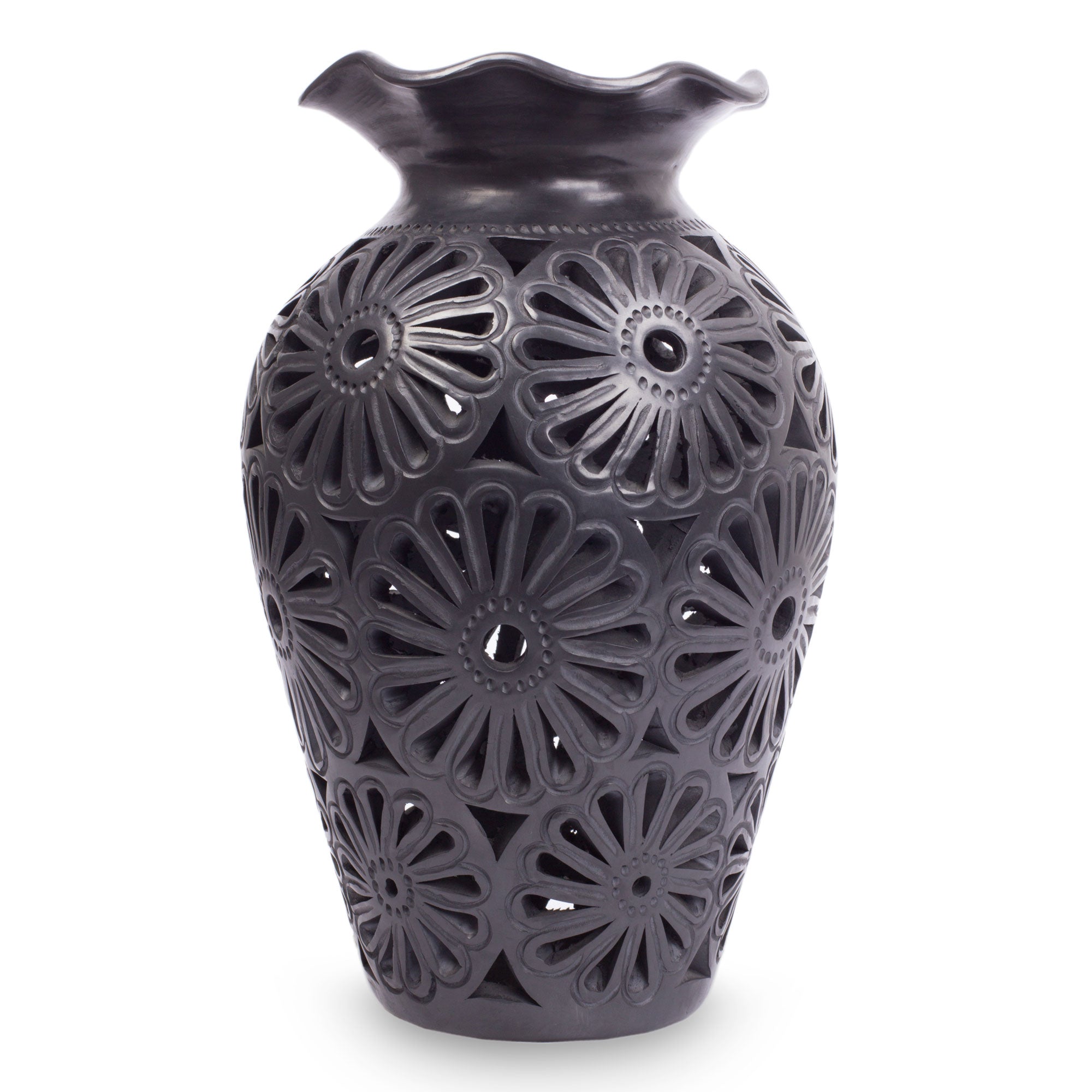 Premium Handcrafted Oaxaca Floral Vase with Ruffled Design