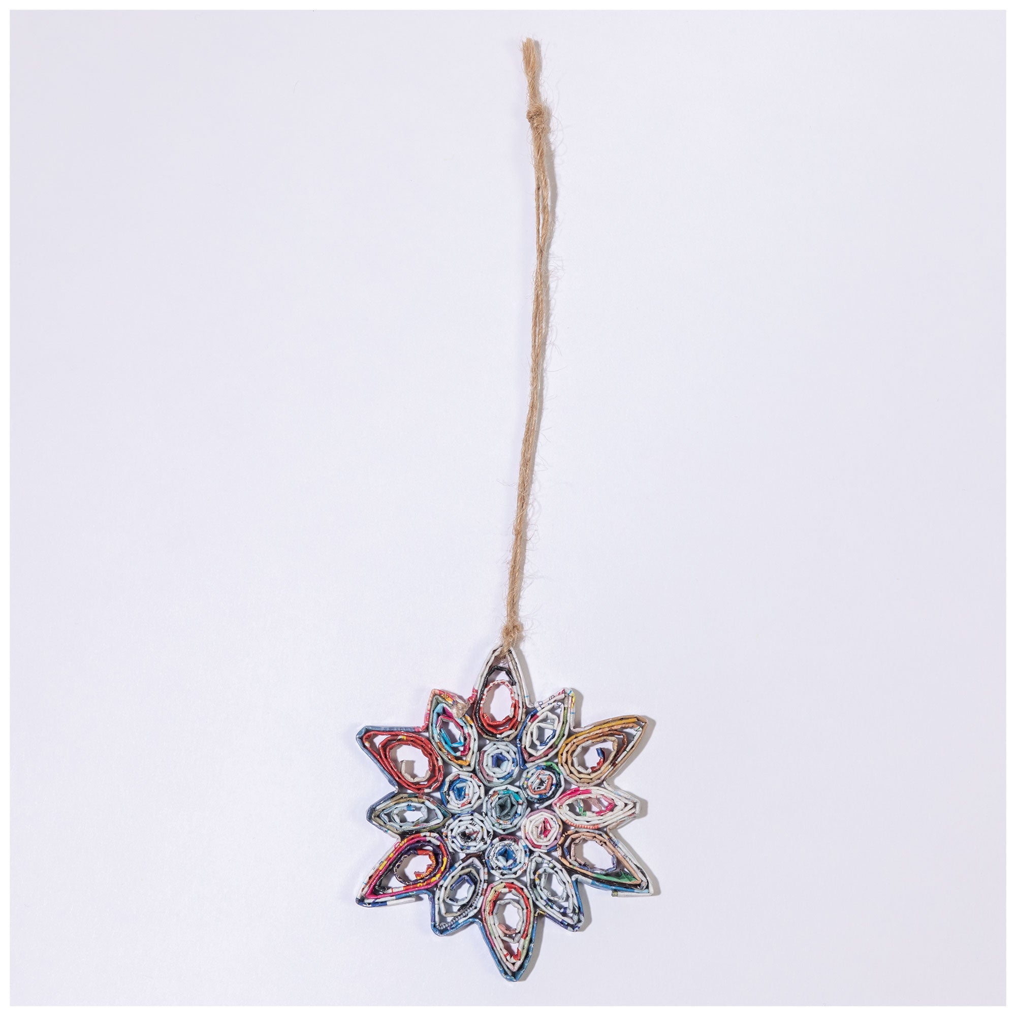 Premium Recycled Magazine Snowflake Ornaments - Eco-Friendly Set of 2