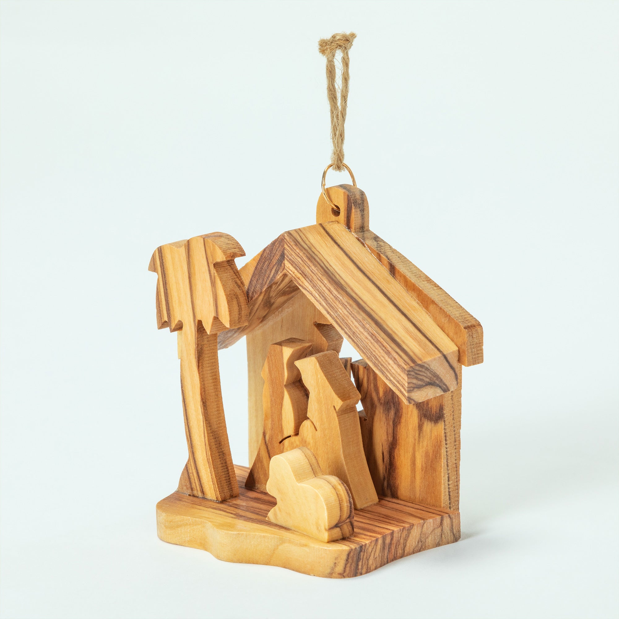 Premium Hand-Carved Olive Wood Nativity Ornament - Christmas Tree Essential