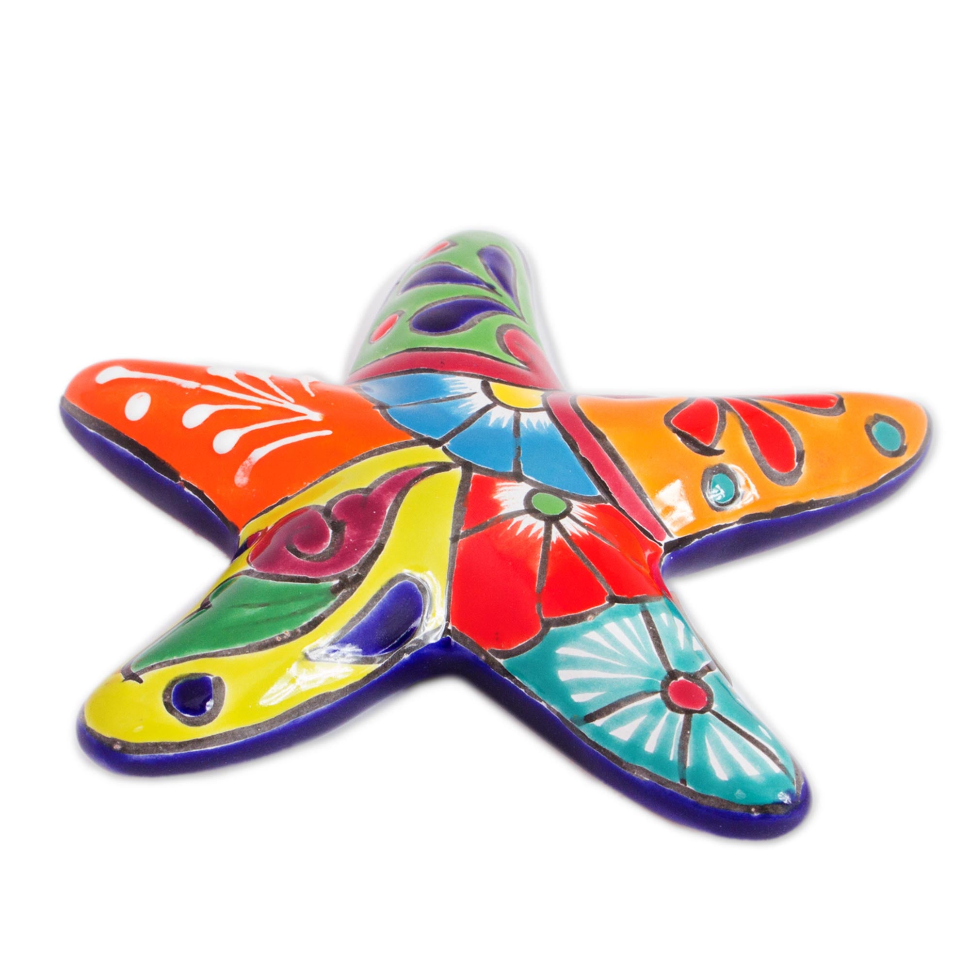 Premium Handcrafted Talavera-Style Ceramic Starfish Wall Sculpture from Mexico