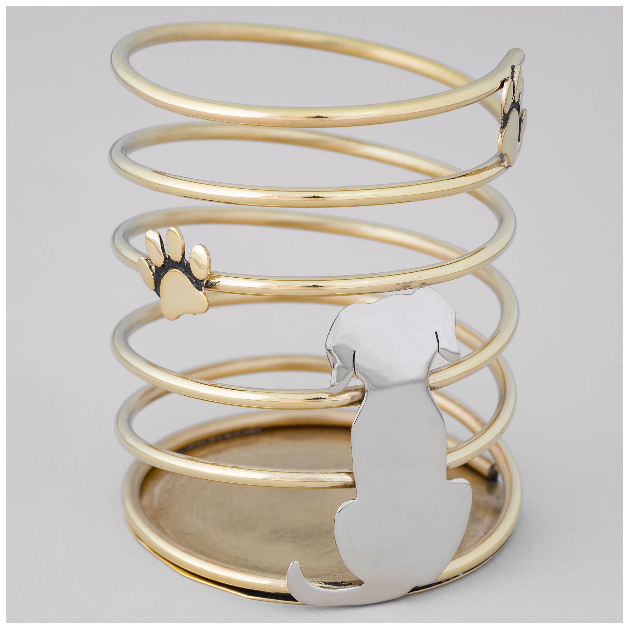 Premium Paw Print Mixed Metal Desk Organizer