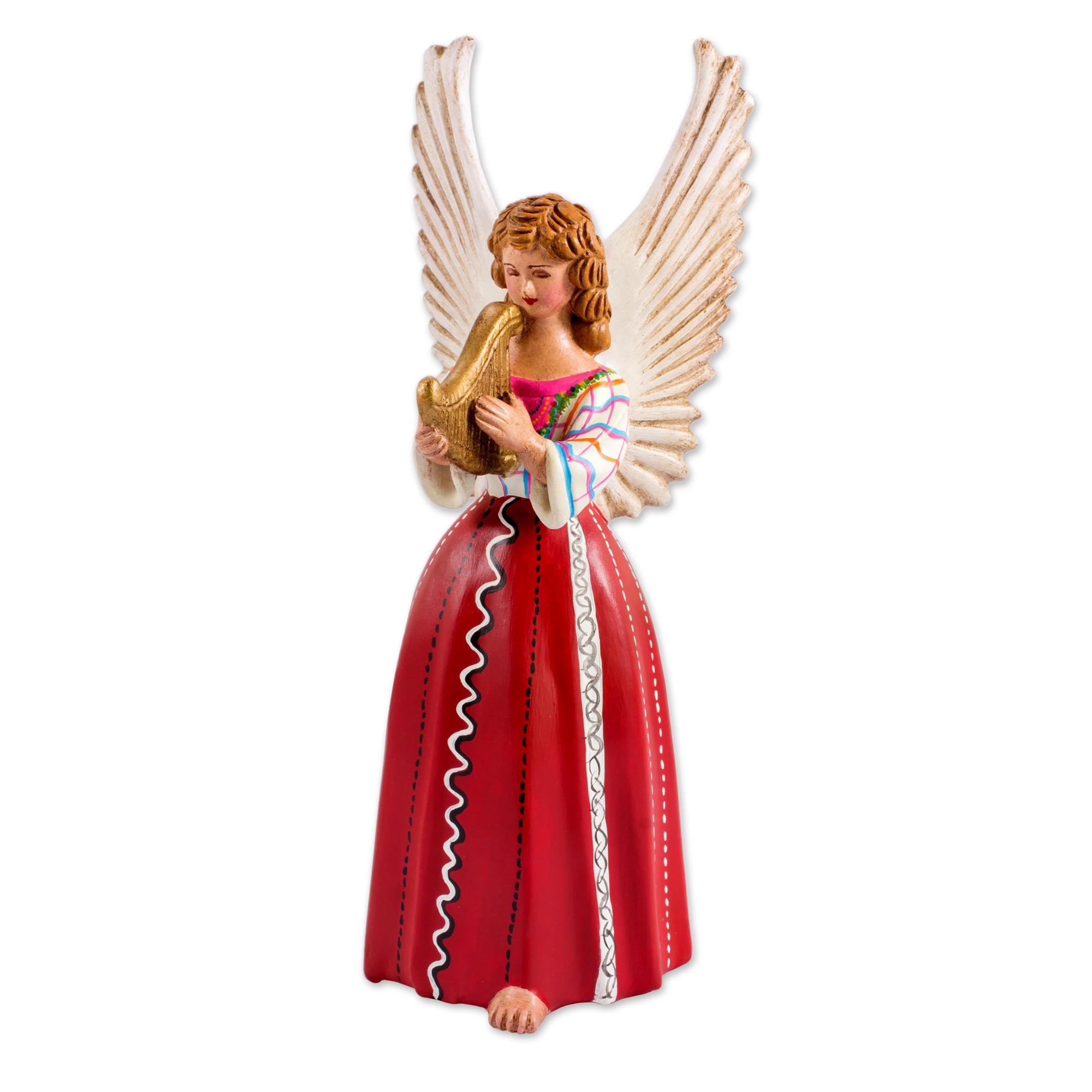Premium Handcrafted Angel Sculpture from Santiago Atitlan – 11 Inch Ceramic Art Piece