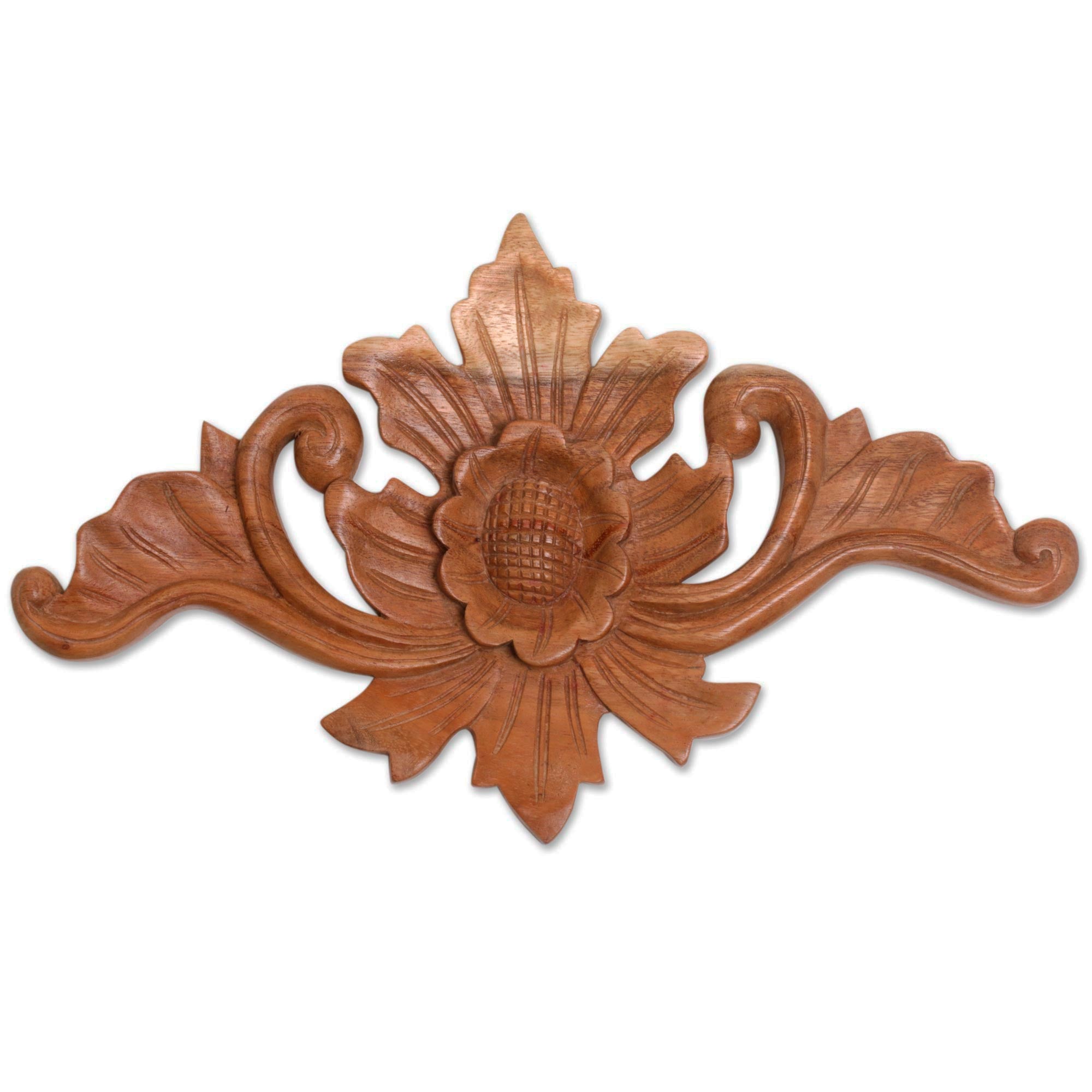 Premium Handcrafted Suar Wood Floral Relief Panel – Elegant Balinese Art