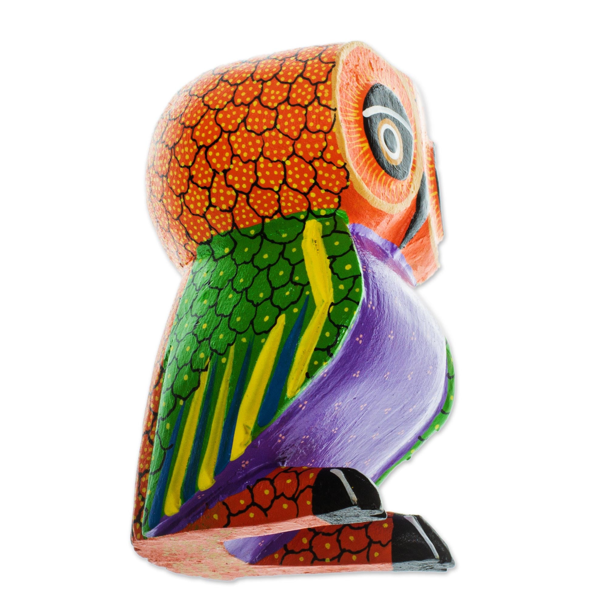 Premium Mexican Alebrije Owl Sculpture - Handcrafted Copal Wood Art