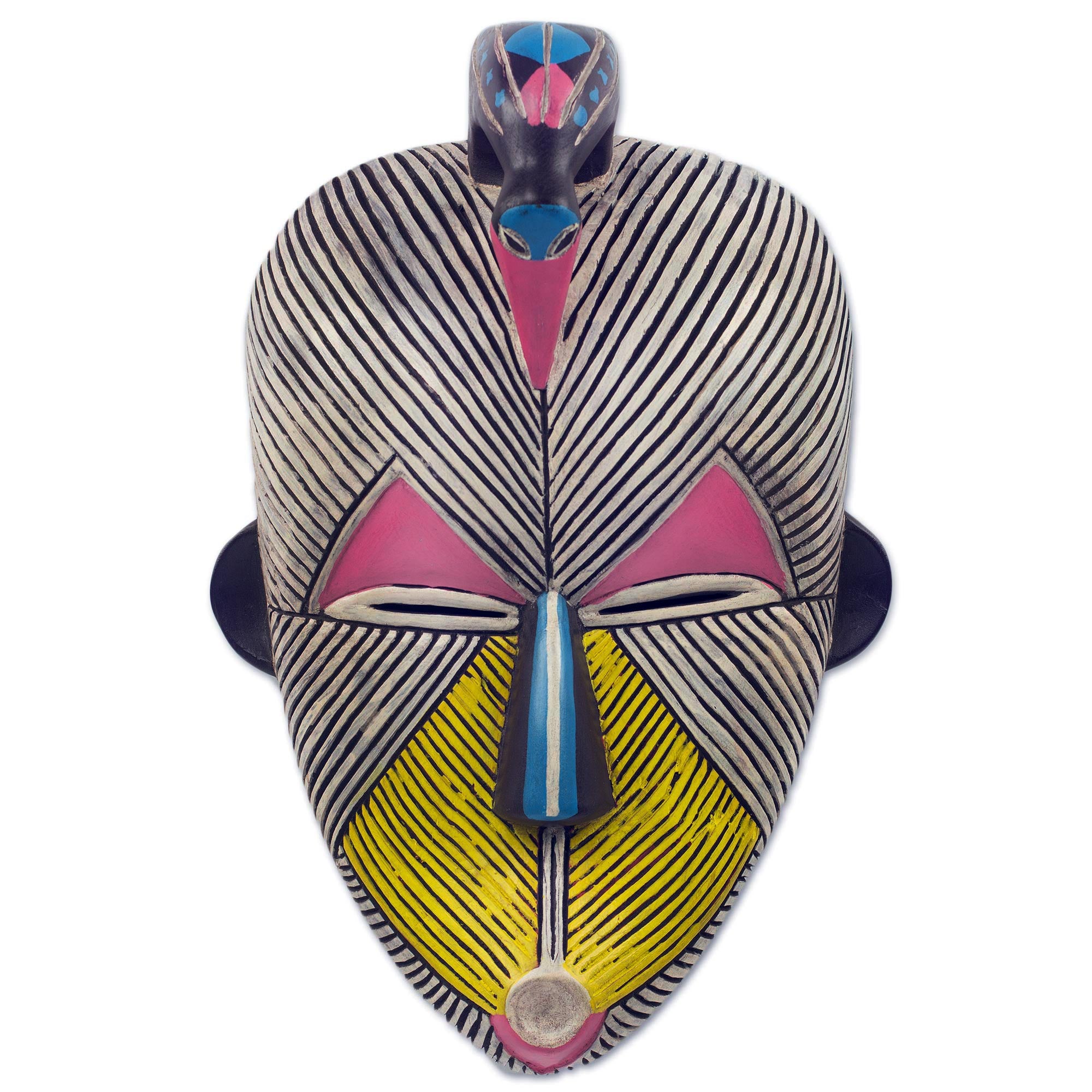 Premium Songye Kwifibe African Protection Spirit Wall Mask - Handcrafted Wood Art
