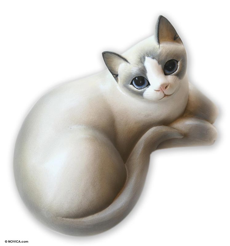 Premium Handcrafted Kitten Wood Statuette - Artisan Masterpiece