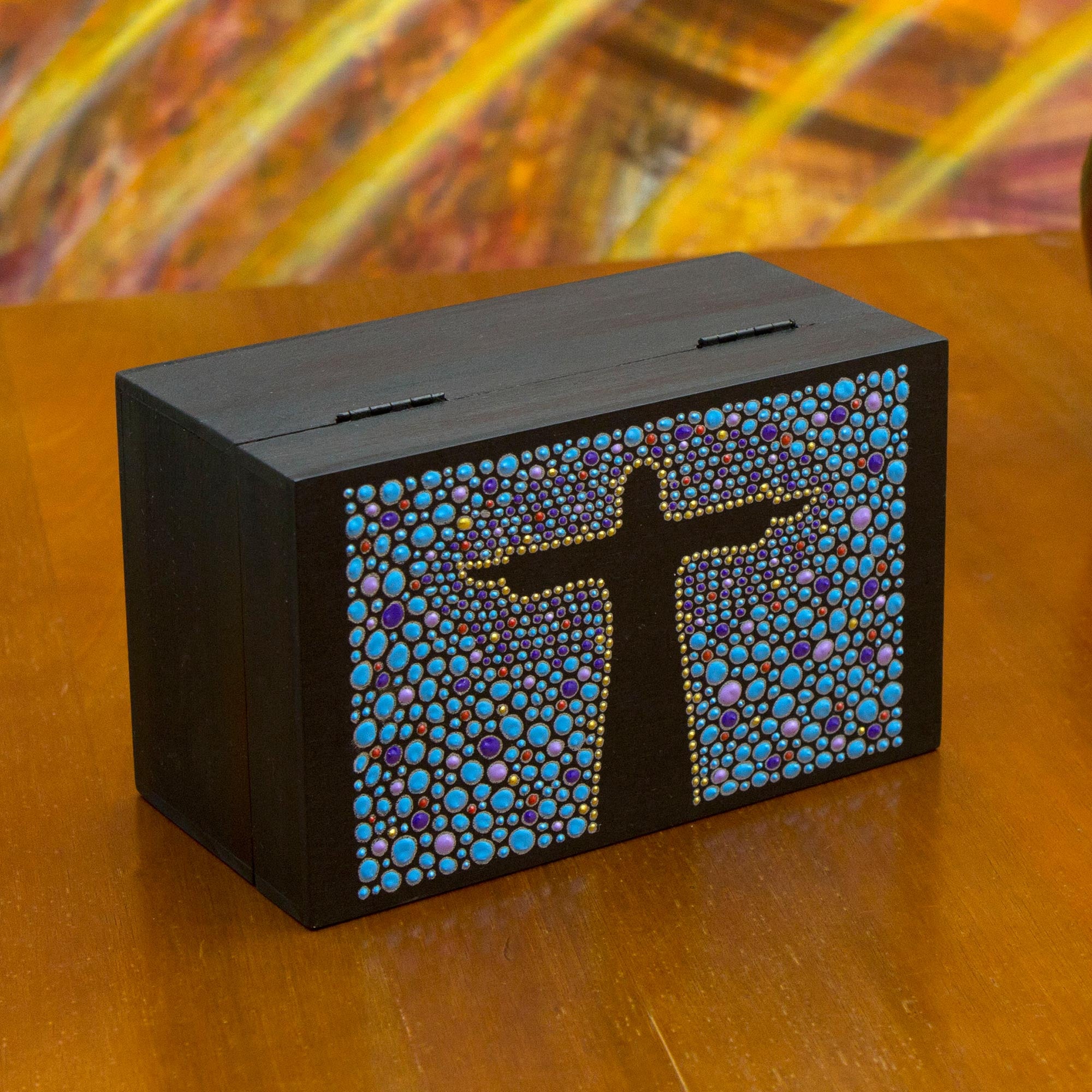 Premium Hand-Painted Christ the Redeemer Wood Tea Box - Two Compartment