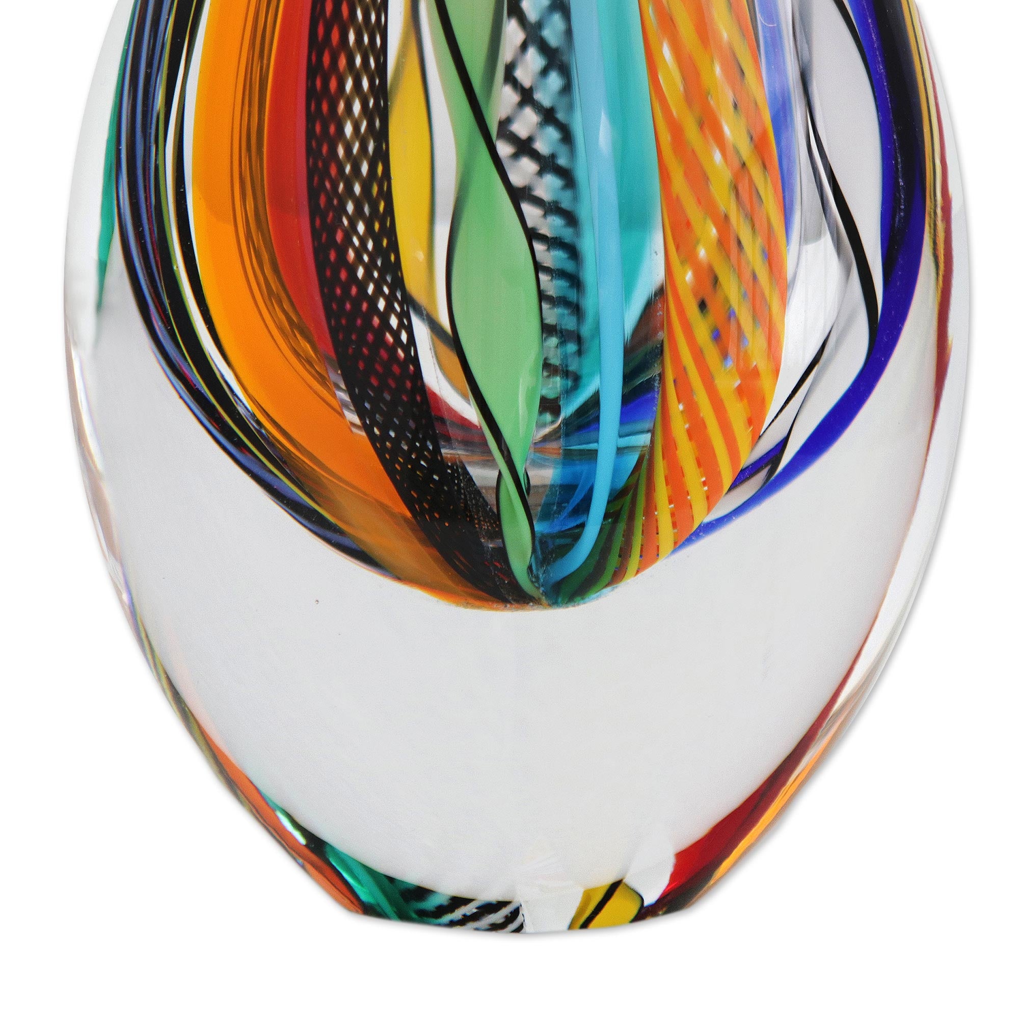 Premium Murano-Style Color Cascade Art Glass Vase - 9 Inch