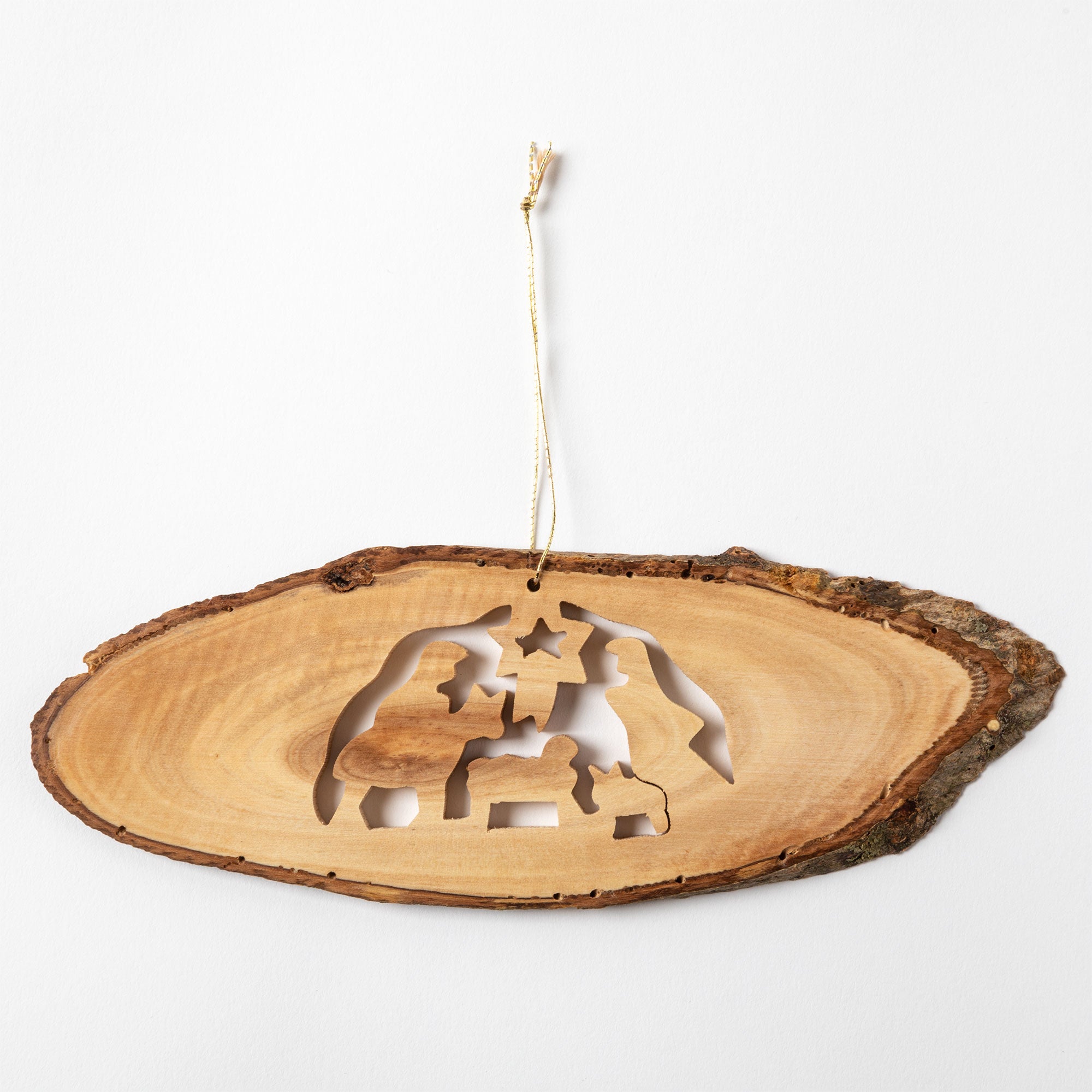 Premium Olive Wood Nativity Ornament - Handcrafted Christmas Decoration