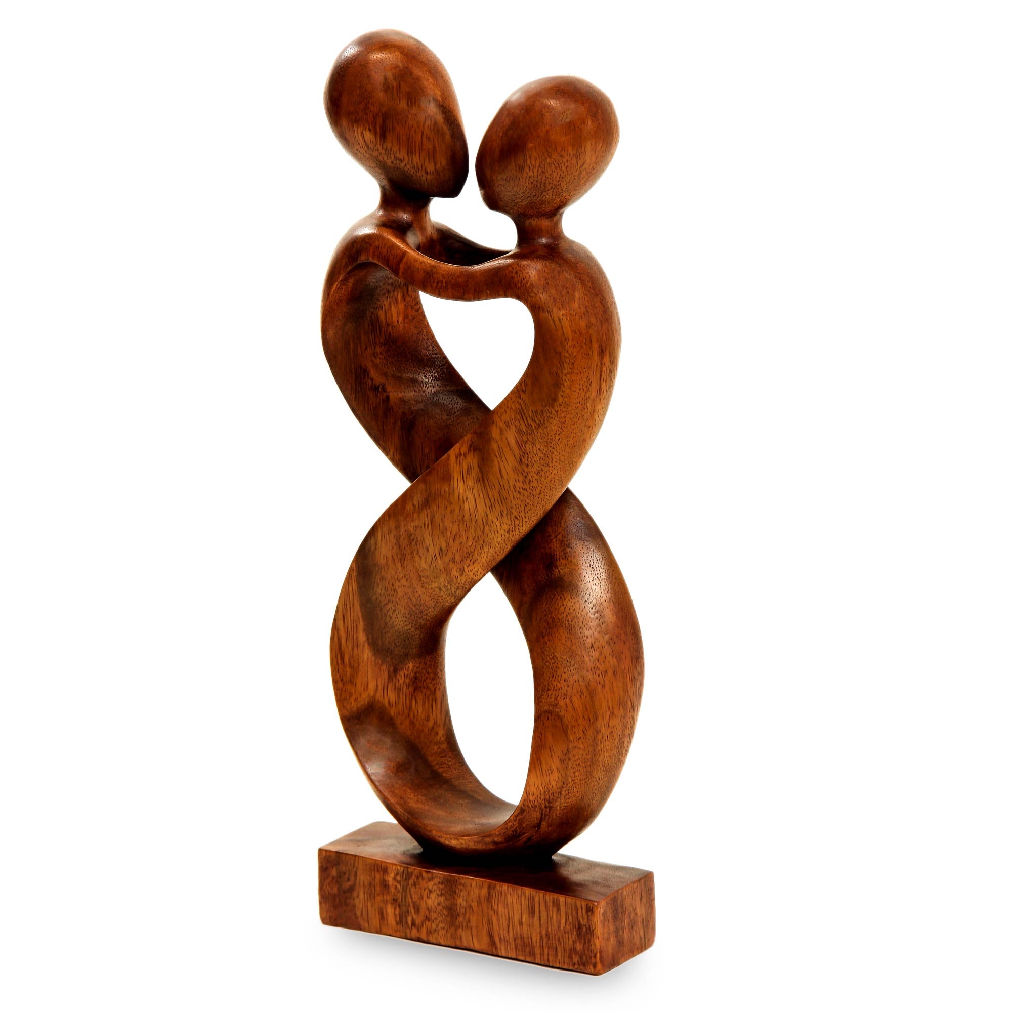 Premium Romantic Heart-to-Heart Wood Sculpture