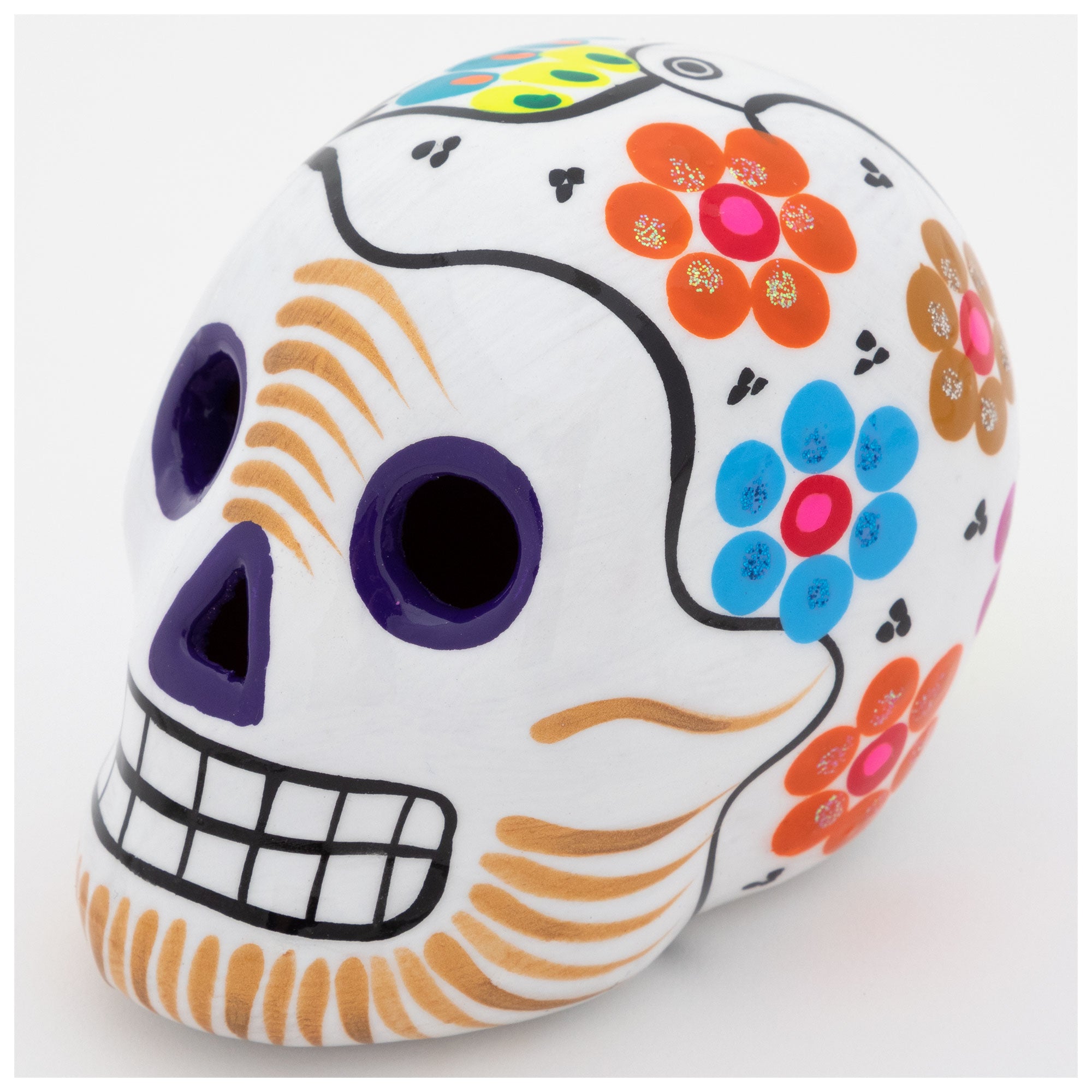 Premium Hand-Painted Ceramic Skull Art Piece