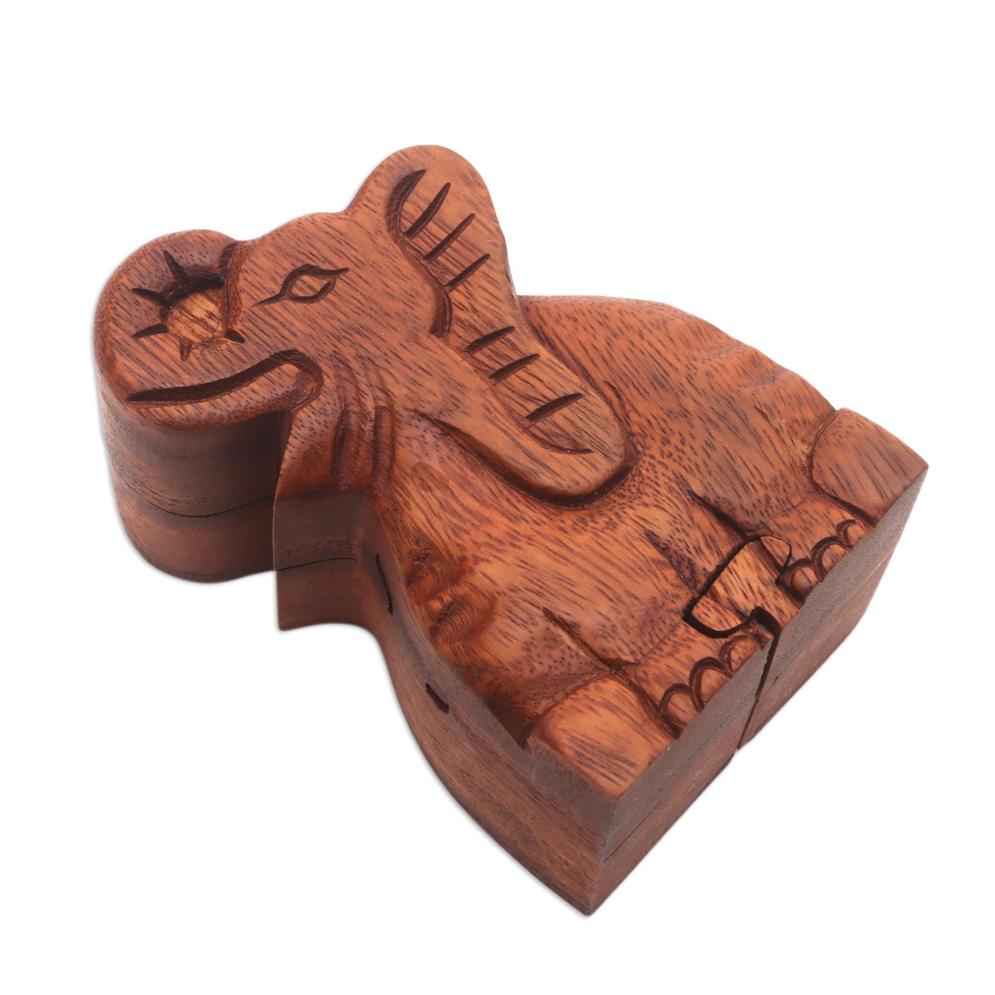 Premium Elephant Secret Puzzle Box - Handcrafted Suar Wood Treasure Chest