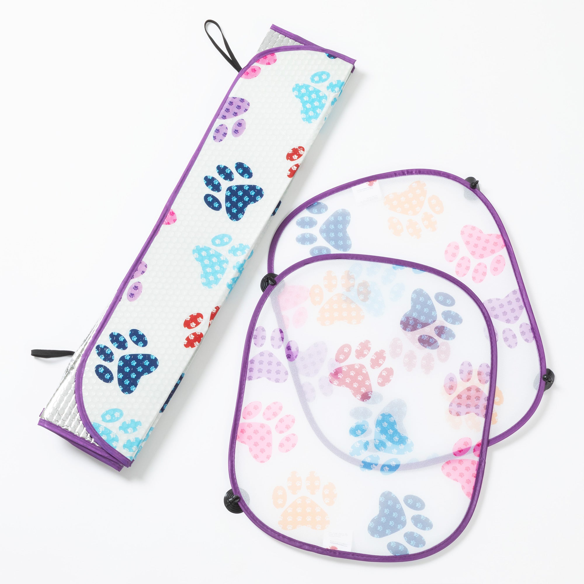 Premium Double Paw Plaid Foldable Car Sun Shade - Ultimate 3-Piece Set