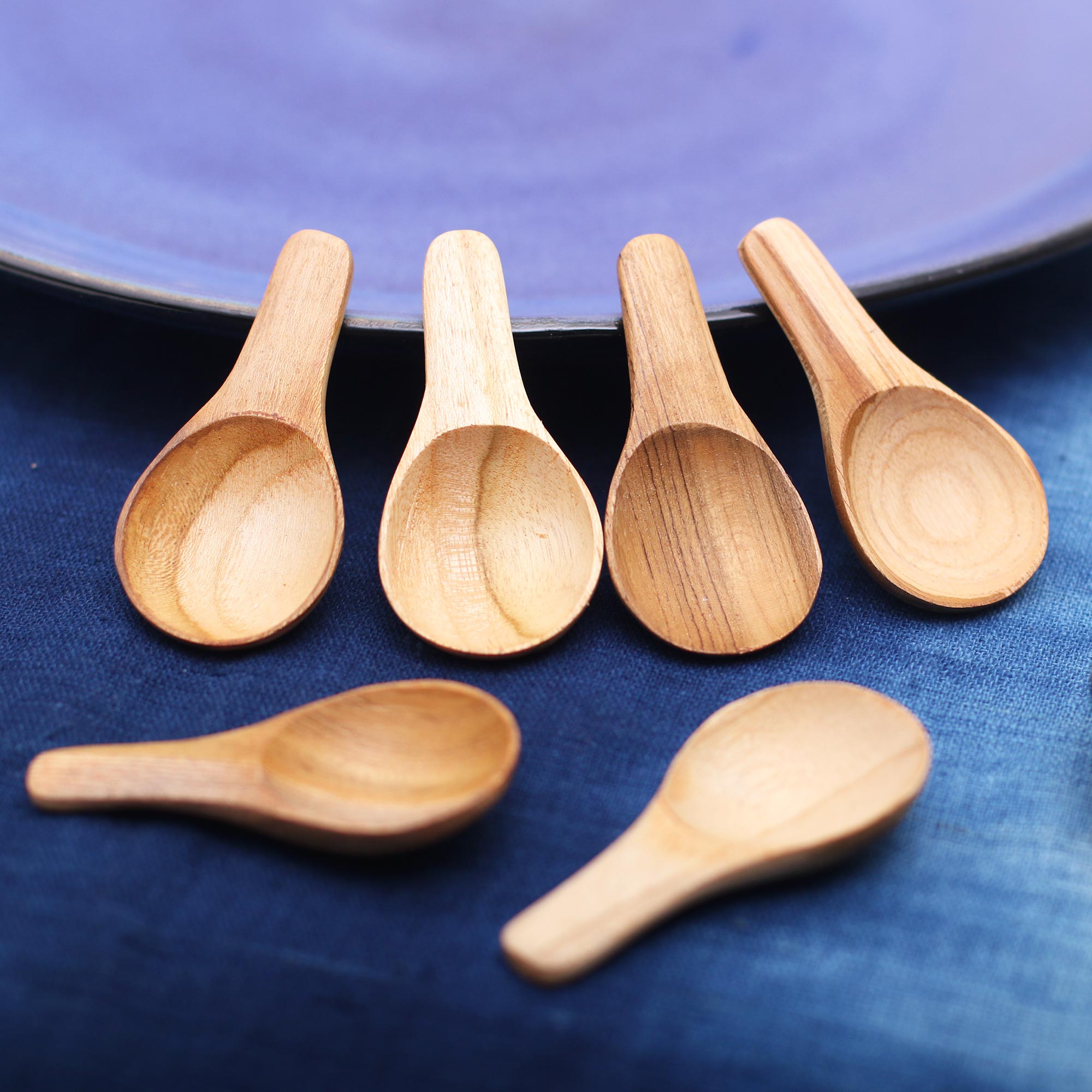 Premium Handcrafted Teak Wood Scoop Set – Set of 6 for Healthy Meal Prep & Serving