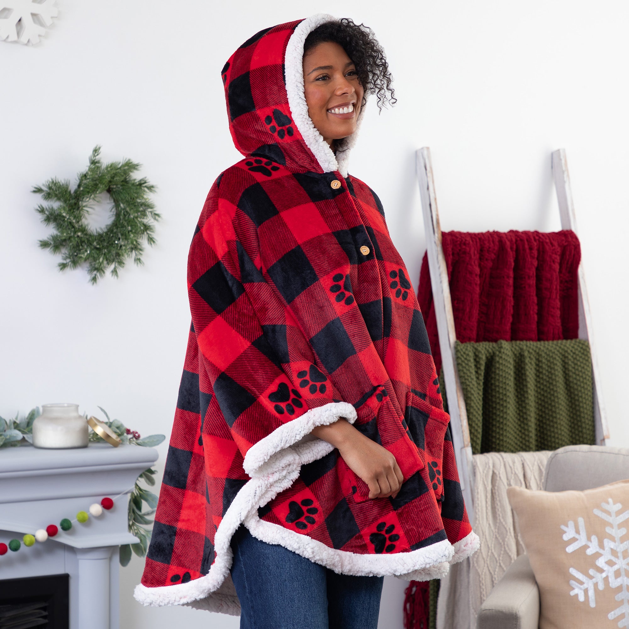 Ultimate Cozy Paw Print Hoodie Blanket - Premium Wearable Cape