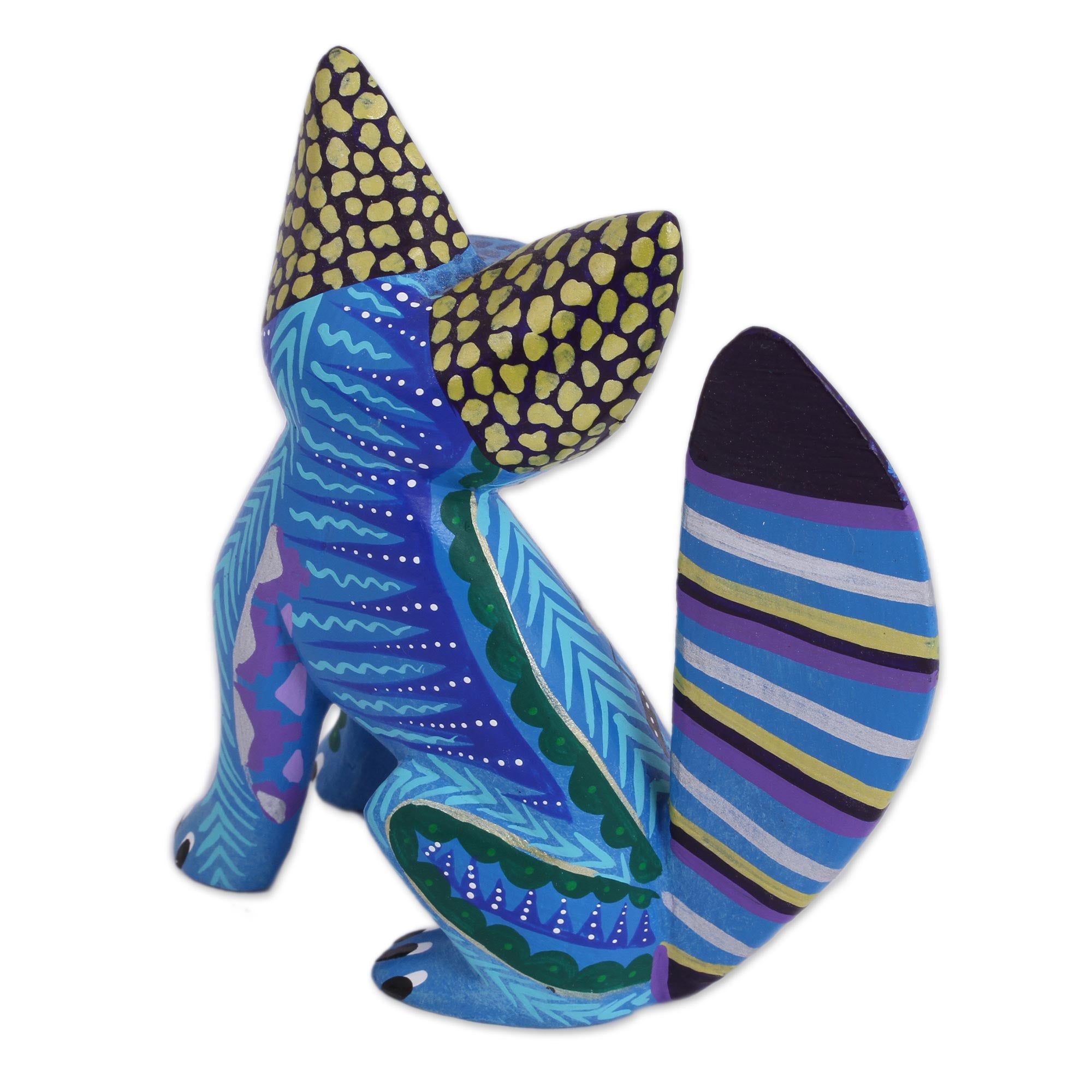 Premium Handcrafted Blue Fox Alebrije Sculpture - Mexican Artisan Masterpiece