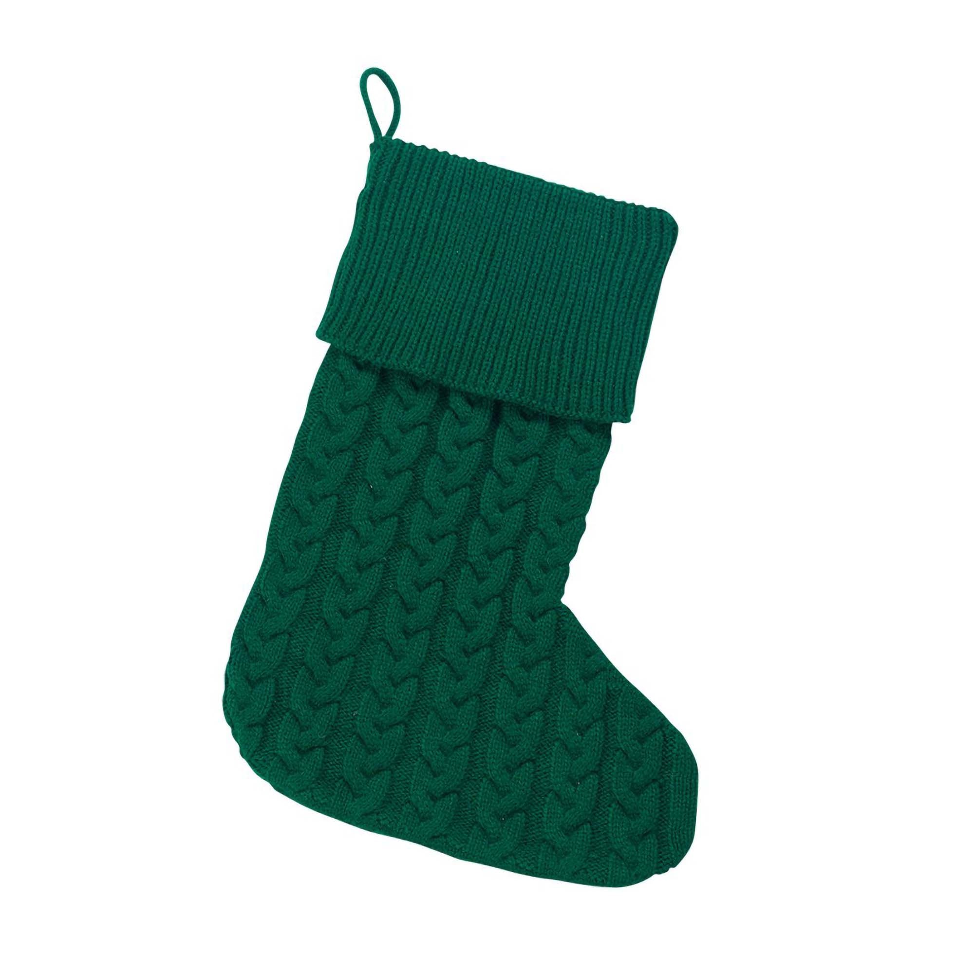 Premium Hunter Green Cable Knit Christmas Stocking