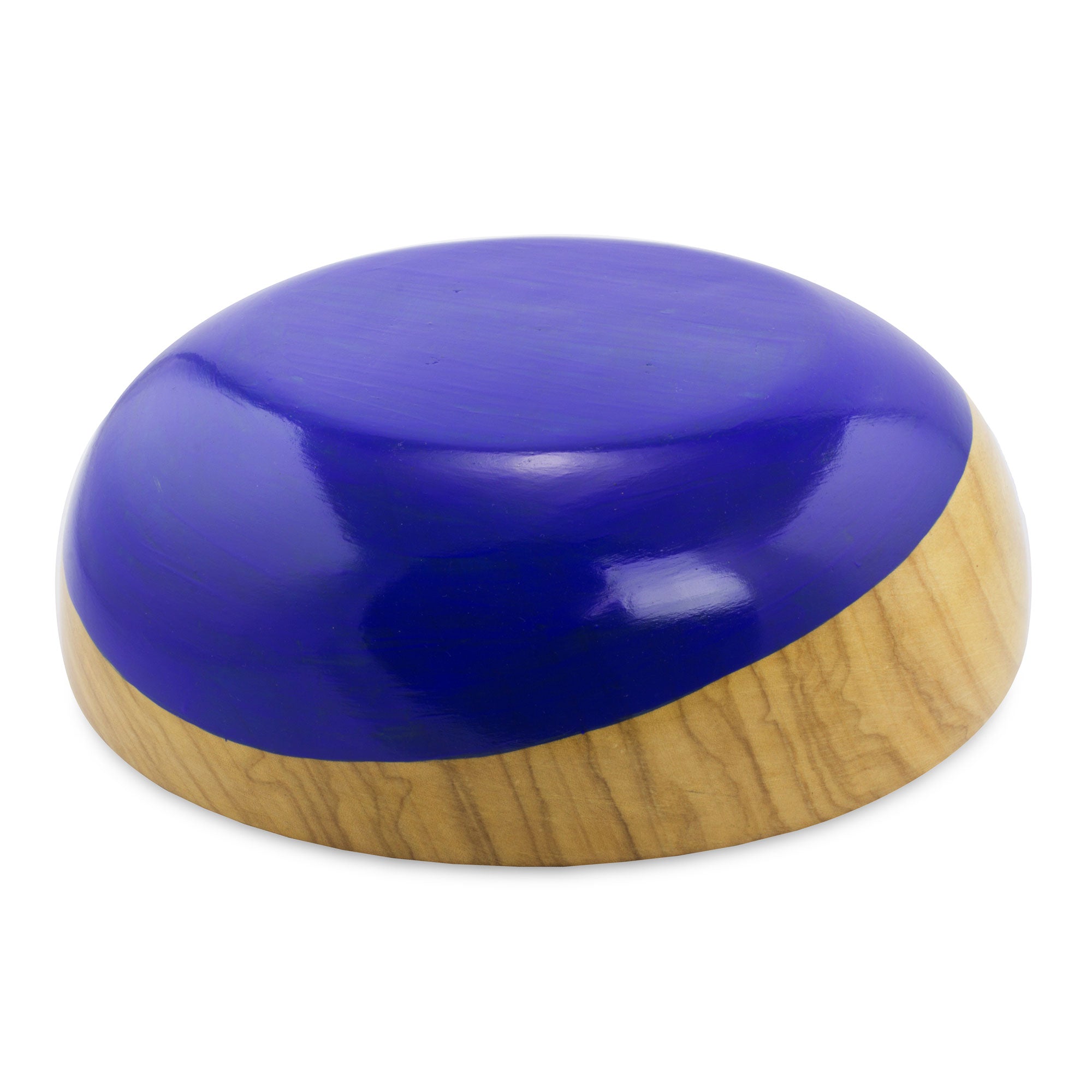 Premium Handcrafted Blue Dipped Wooden Bowl - Large