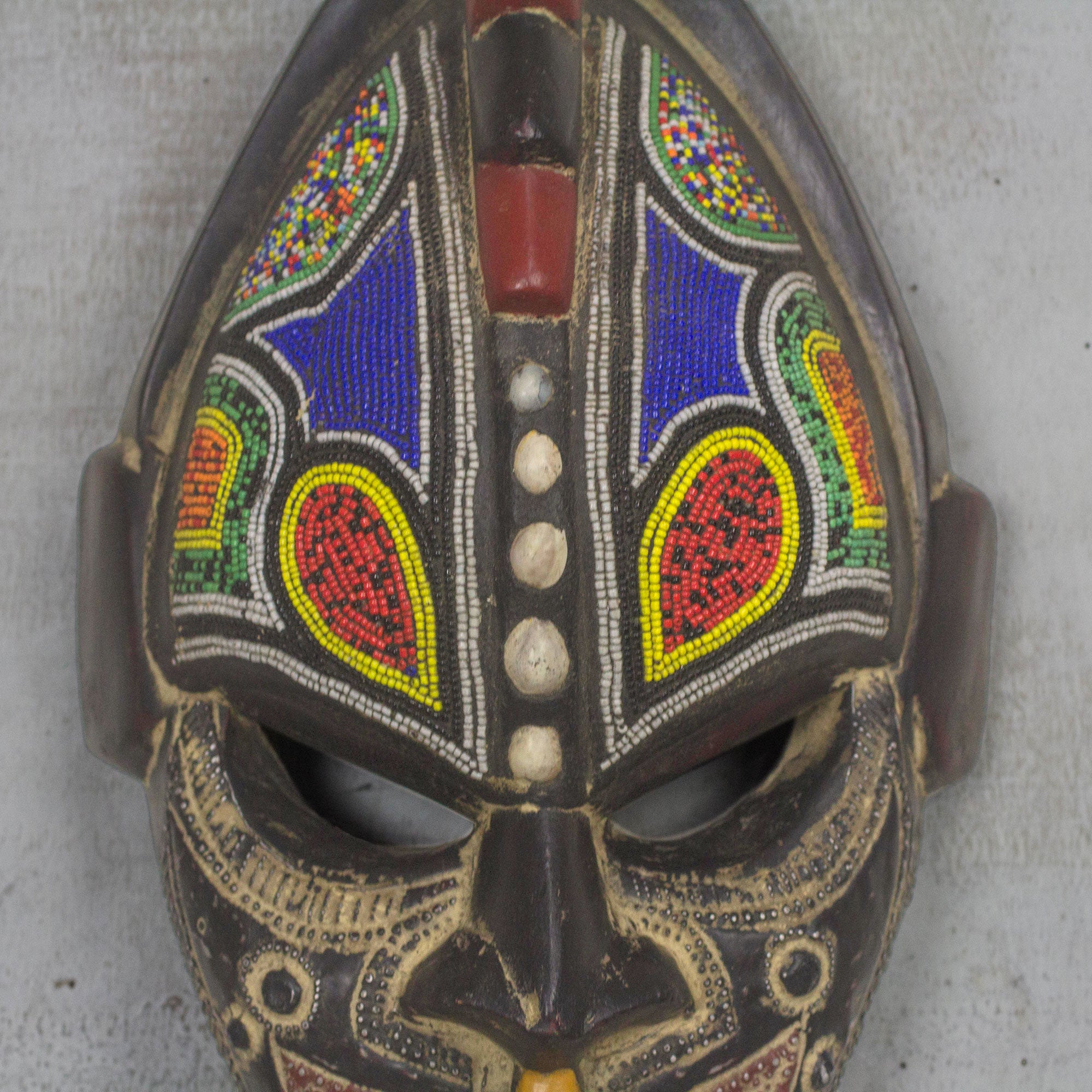 Premium Thamsanqa Hand-Carved African Good Luck Wall Mask – Multi-Color Artisan Decor