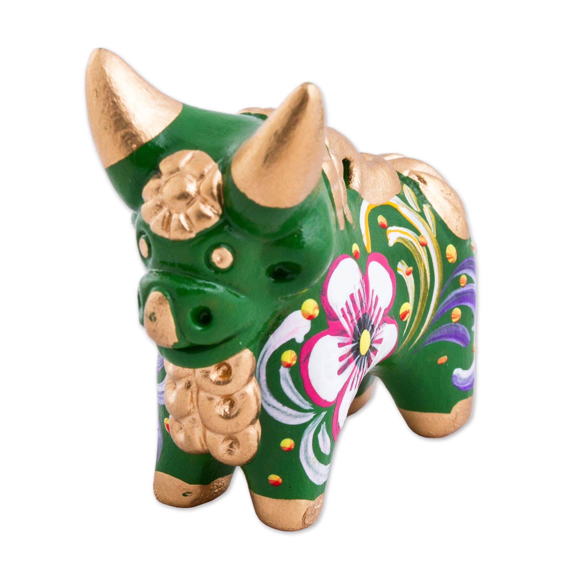 Premium Hand-Painted Pucara Bull Ceramic Figurine from Peru