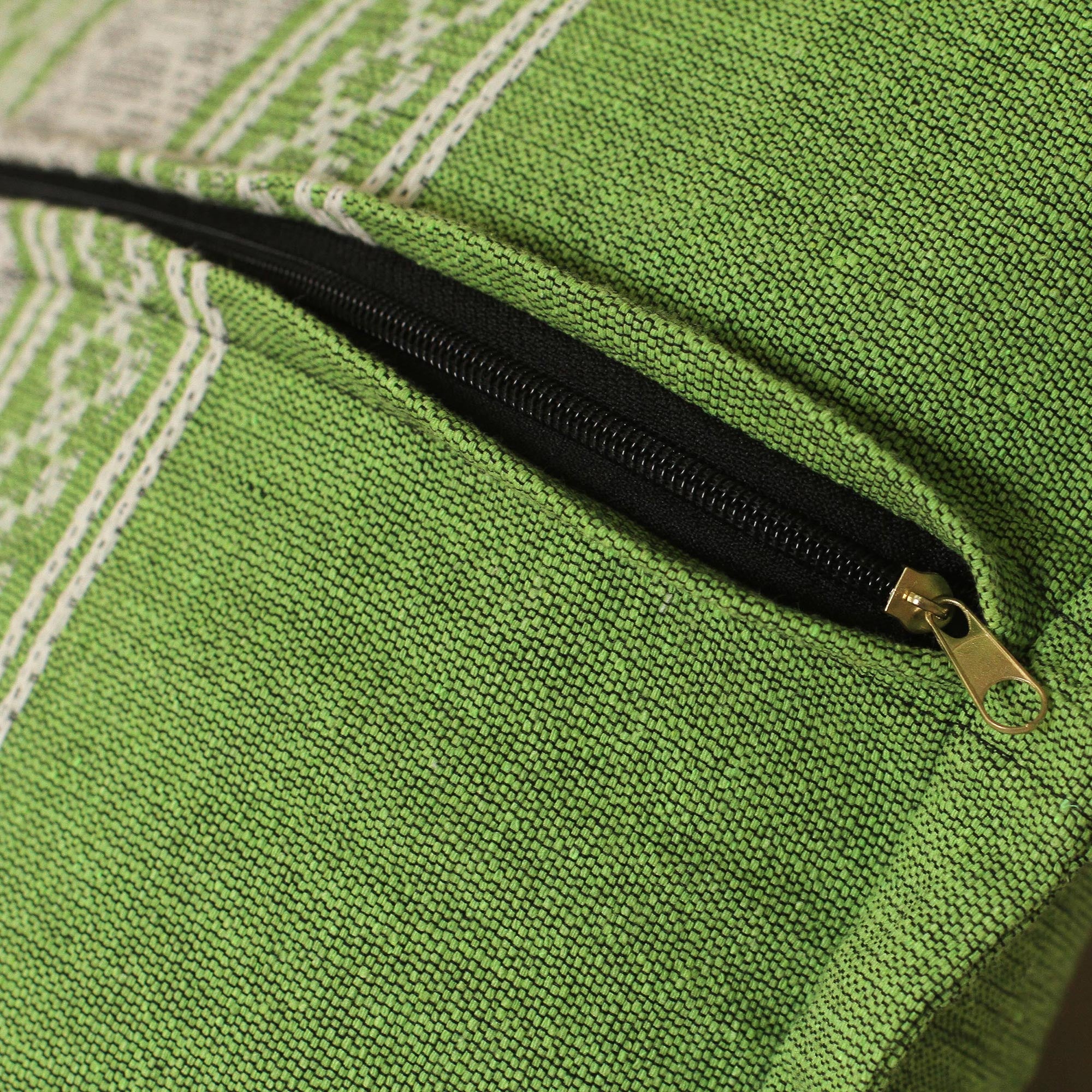 Premium Handwoven Lime Cotton Cushion Cover - Mexican Artisan Craft