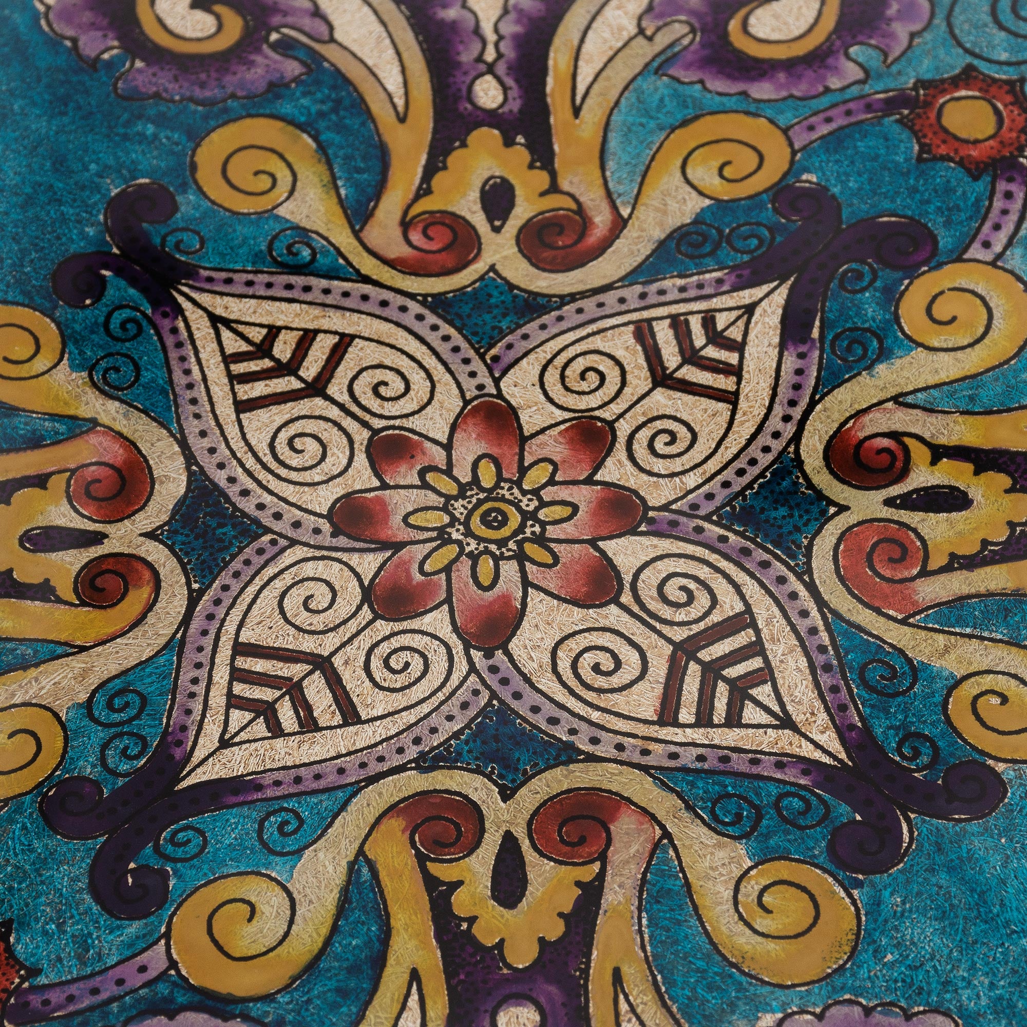 Premium Hand-Painted Blue Floral Glass Tray – Handcrafted Artisan Design from Peru