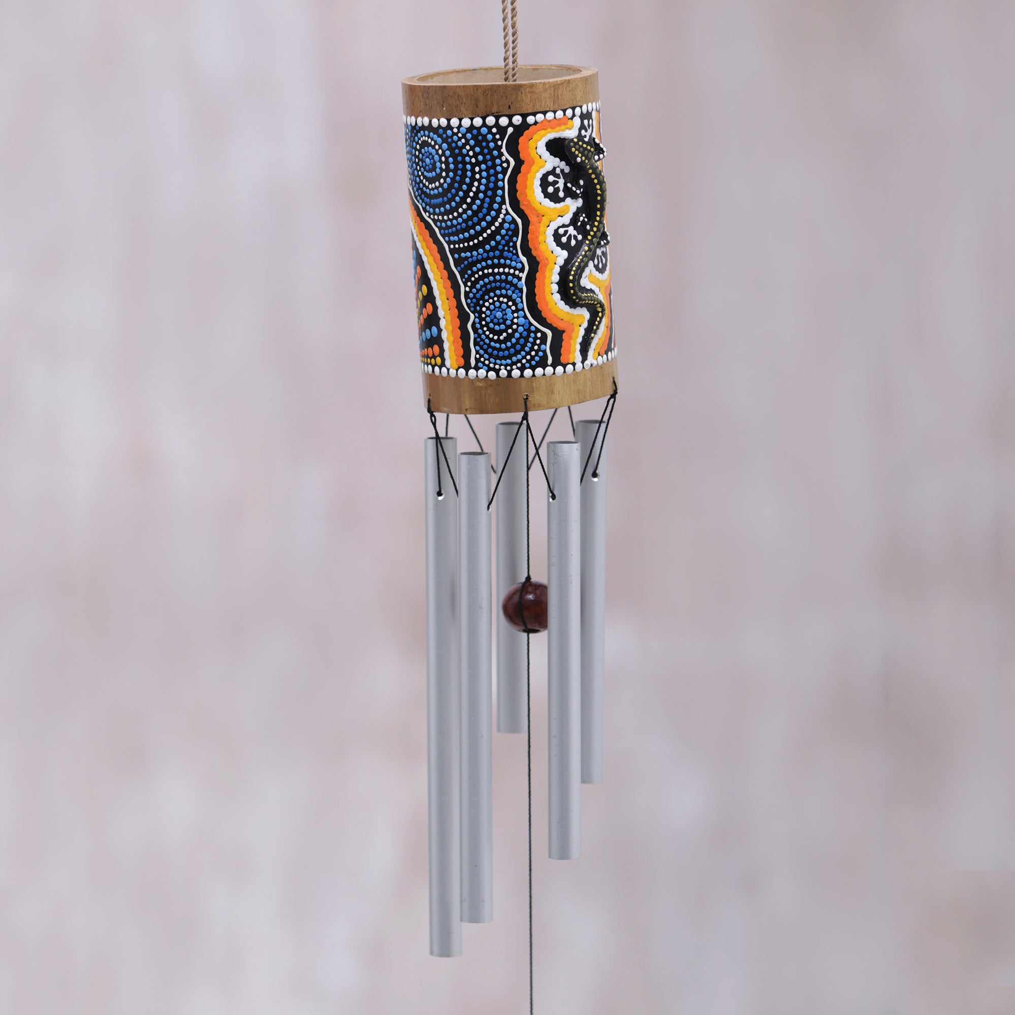 Premium Hand-Painted Gecko Bamboo Wind Chimes – Authentic Bali Artisan Craft