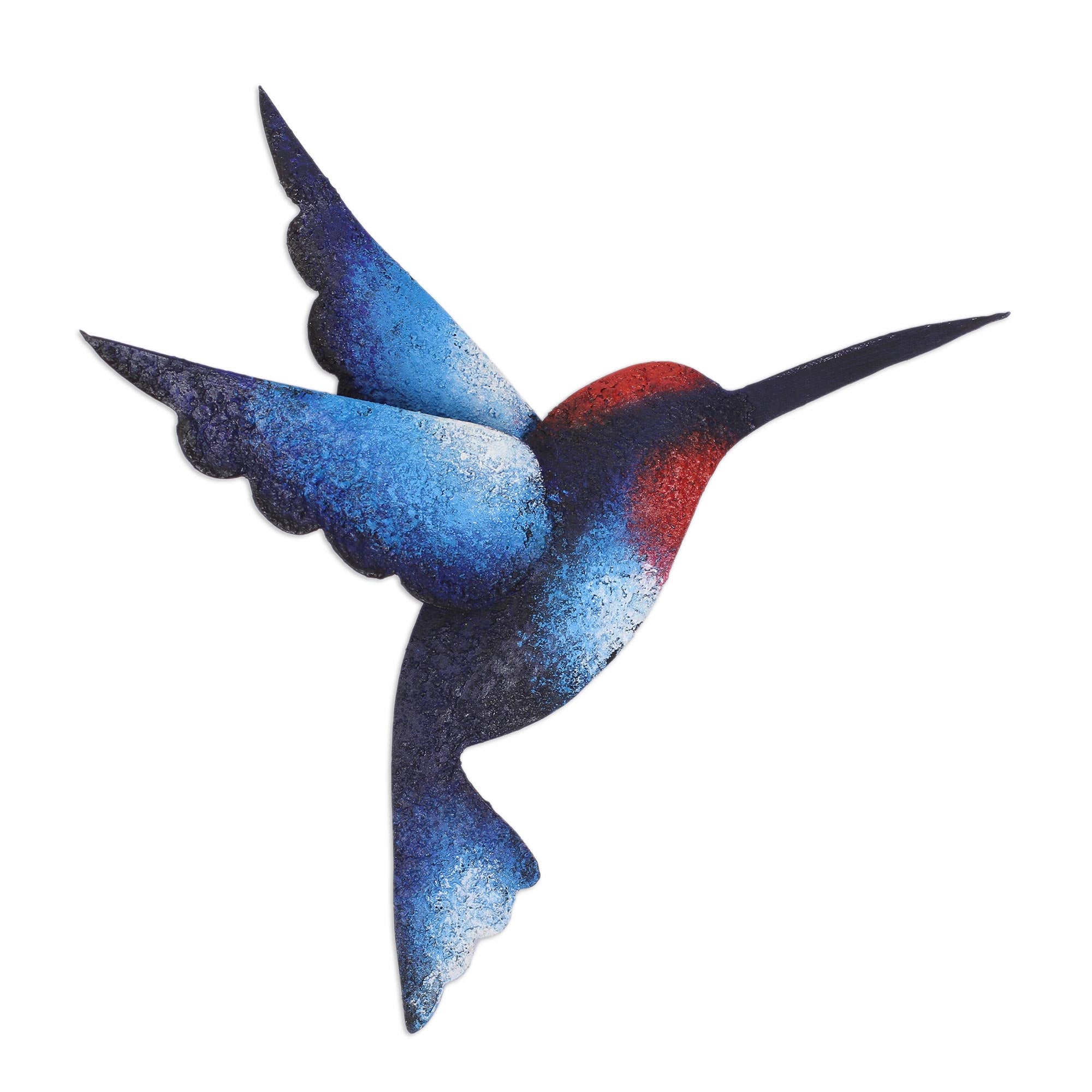 Premium Blue Hummingbird Steel Wall Art - Handcrafted Sculpture