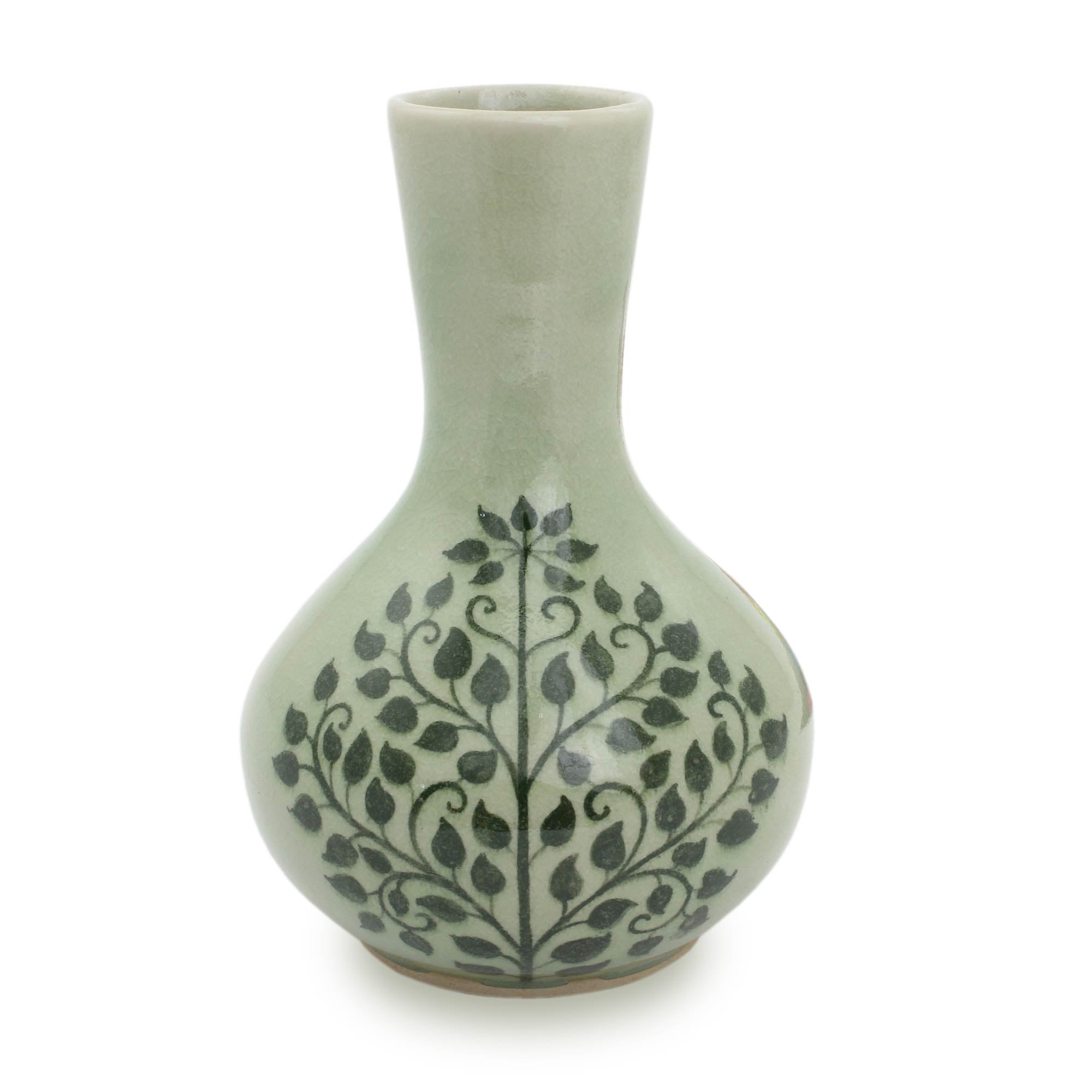 Premium Thai Celadon Bodhi Tree Vase – Handcrafted Fair Trade Artisan Piece