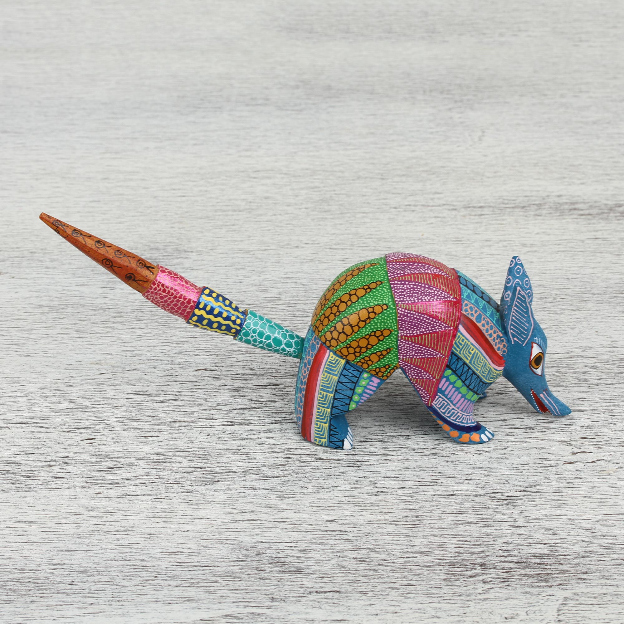 Premium Handcrafted Alebrije Armadillo Figurine - Copal Wood Art Piece