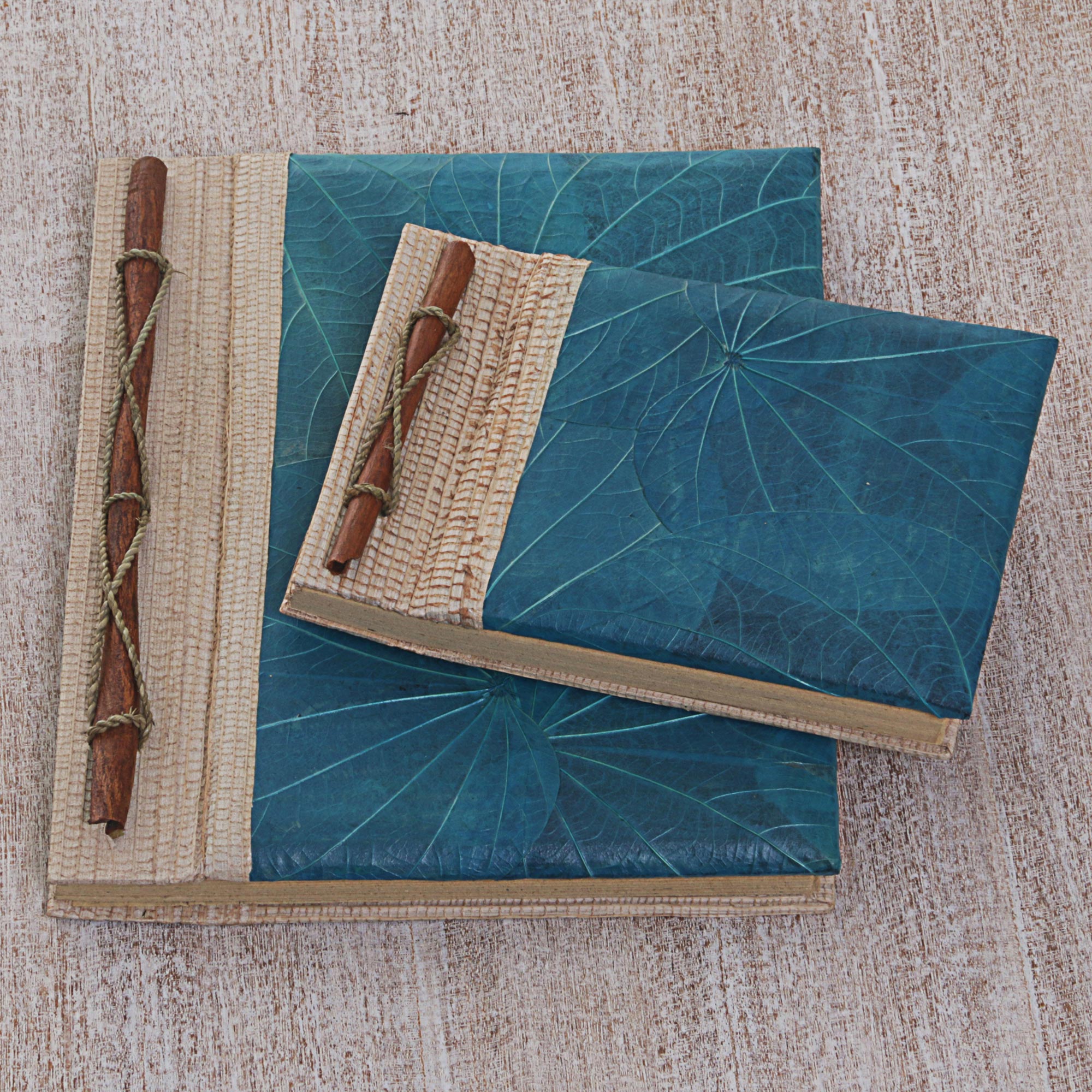 Premium Handcrafted Blue Autumn Spirit Rice Paper Notebooks – Indonesian Artisan Collection