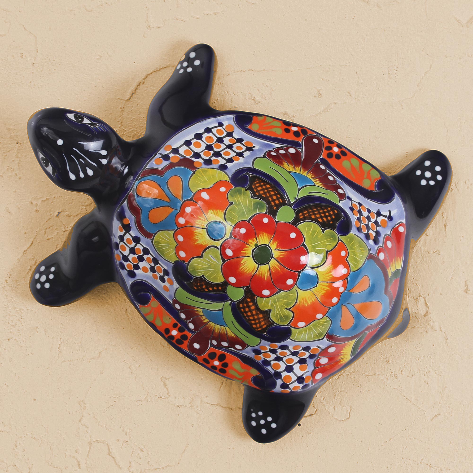 Premium Hand-Painted Ceramic Turtle Sculpture – Mexican Artisan Craft